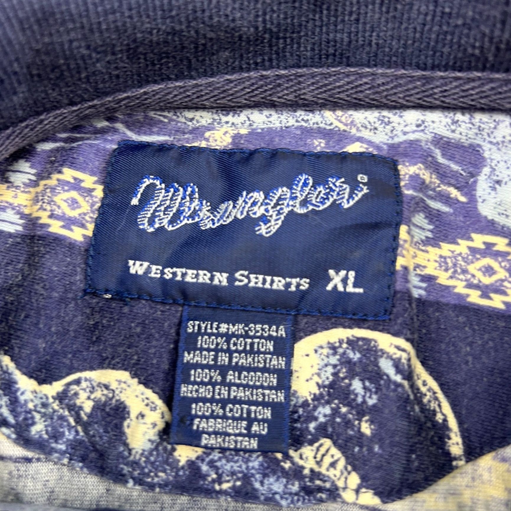Wrangler VINTAGE Wrangler Western Polo T Shirt Mens XL Night Wolf Moon AOP All Over Print Size US XL / EU 56 / 4 - 6 Thumbnail