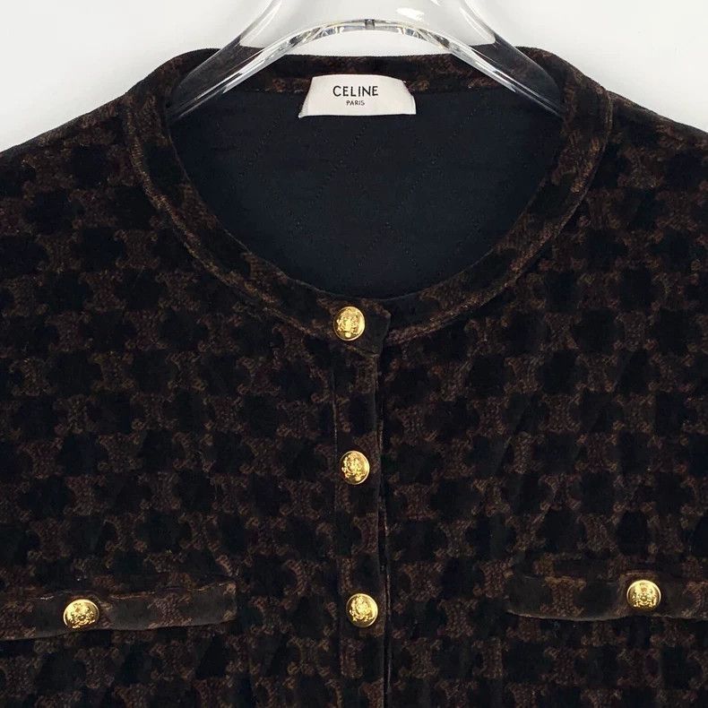Celine Celine Brown Logo Printed Cotton Jacket Size US M / EU 48-50 / 2 - 4 Thumbnail