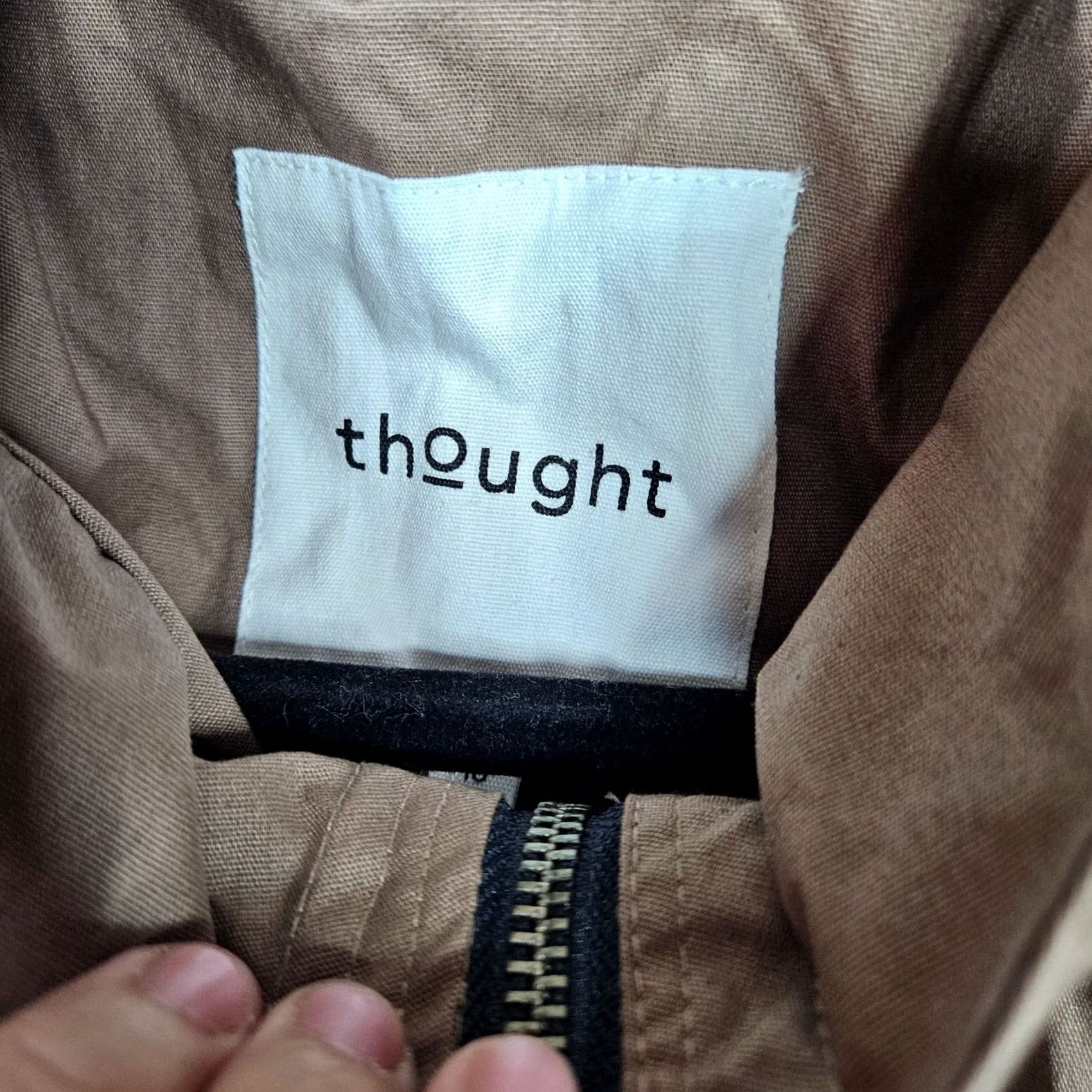 Vintage Thought Jacket Womens Plus Size 16 Long Hooded Brown Polyester Zipper Logo Casual Travel Fresh Vintage No Size XXL / US 16-18 / IT 52-54 - 3 Thumbnail