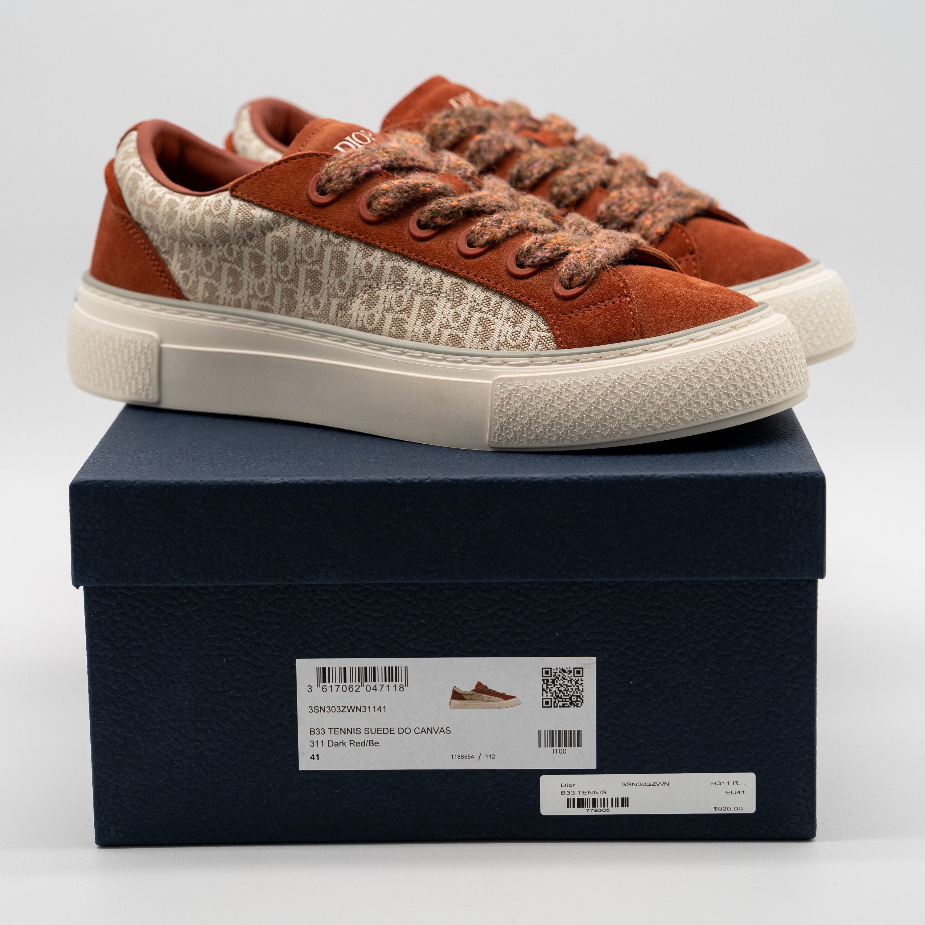 Dior 41eu 8 US Dior B33 Tennis Red Suede Sneakers Canvas Size US 8 / EU 41 - 13 Thumbnail