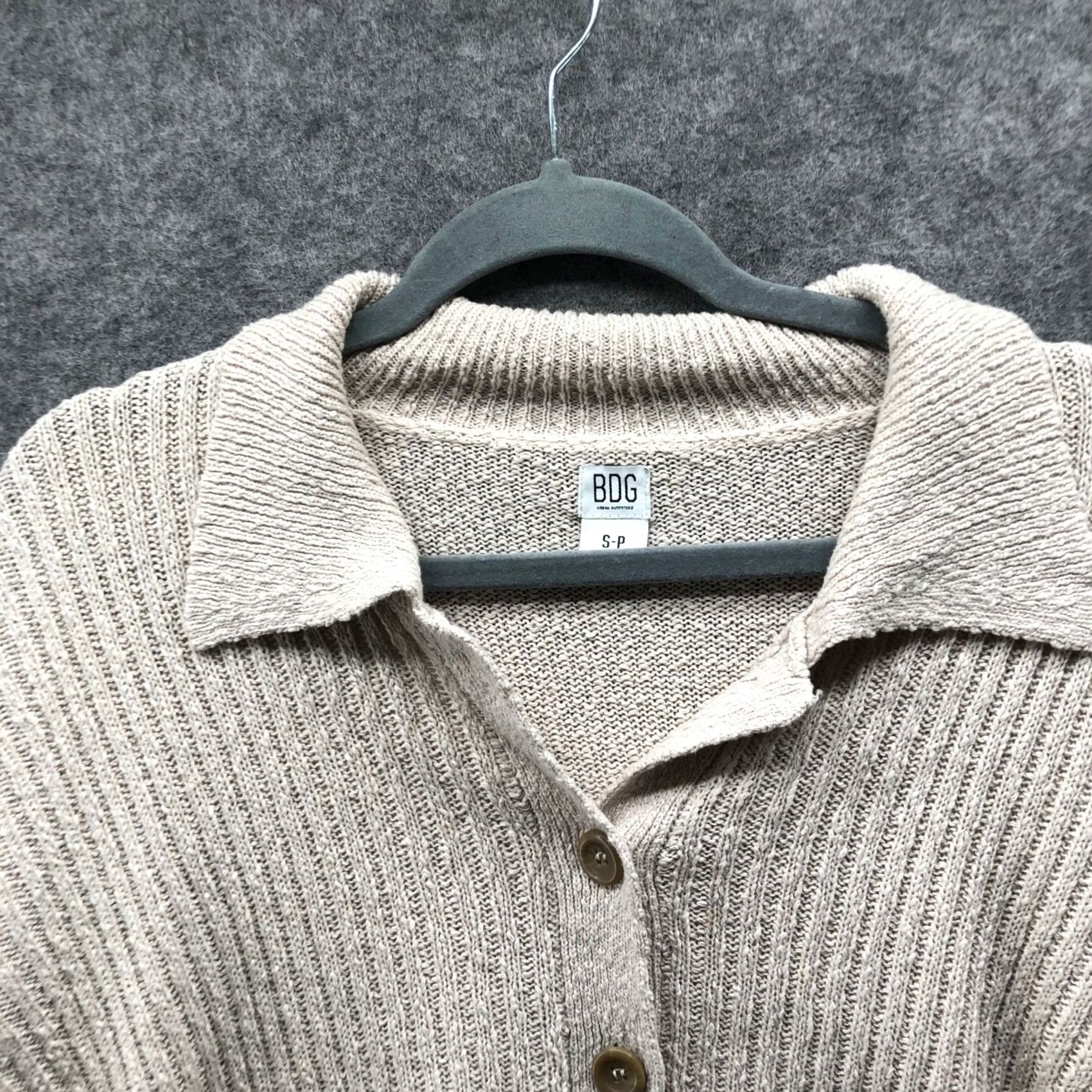 Bdg BDG Urban Outfitters Cardigan Womens S Beige Oversized Cropped Textured Slouchy Size S / US 4 / IT 40 - 3 Thumbnail