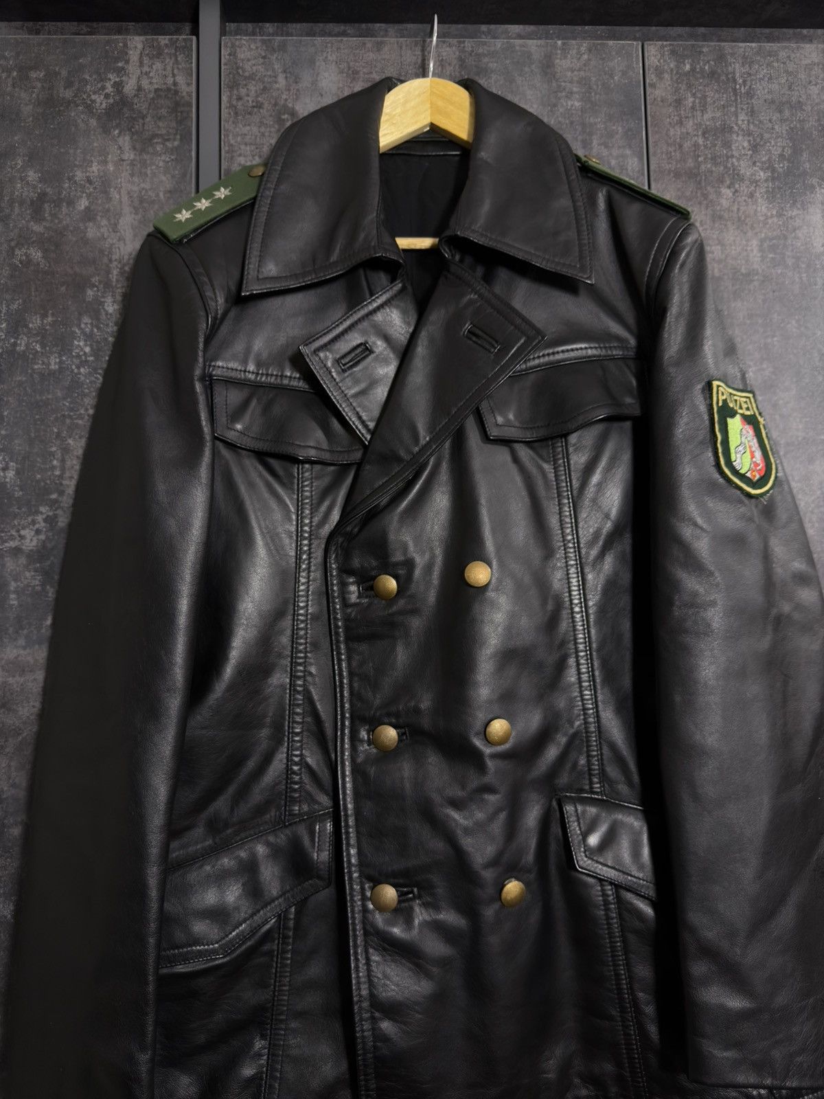 Vintage Crazy Vintage 80s Polizei Leather Jacket Schott Hussar Raf Size US L / EU 52-54 / 3 - 11 Thumbnail