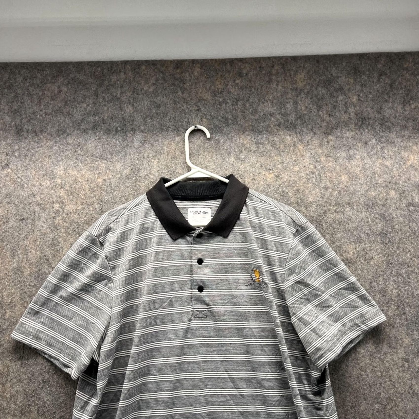 Lacoste Lacoste Polo Shirt Men XXL Gray Striped Polyester Casual Sport Shirt Size US XXL / EU 58 / 5 - 2 Thumbnail