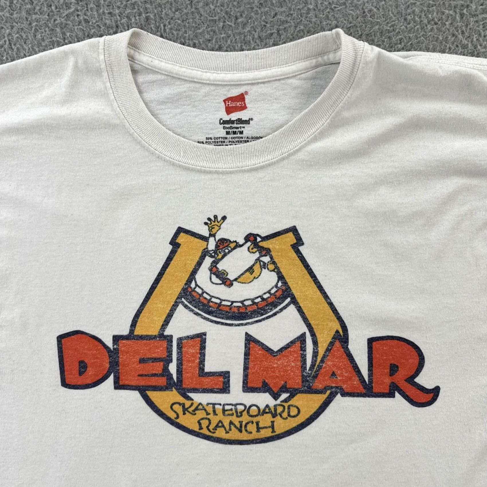 Hanes VINTAGE Hanes Mens T-Shirt Short Sleeve White California Del Mar Skateboard Ranch M Regular Crew Neck Solid Shirt Mens Size US M / EU 48-50 / 2 - 5 Thumbnail