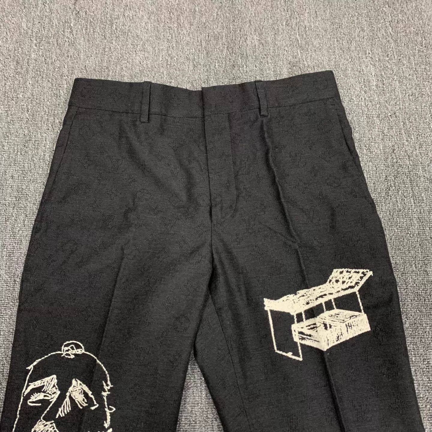Louis Vuitton LV black monogram all over wool trousers 46 Size US 30 / EU 46 - 8 Thumbnail