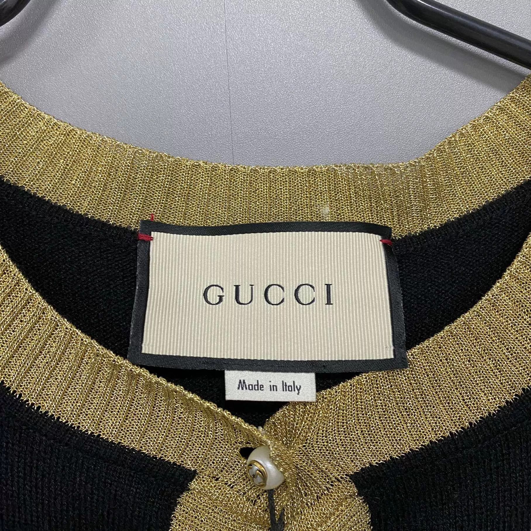 Gucci GUCCI black gold trim knit cardigan S Size S / US 4 / IT 40 - 4 Thumbnail