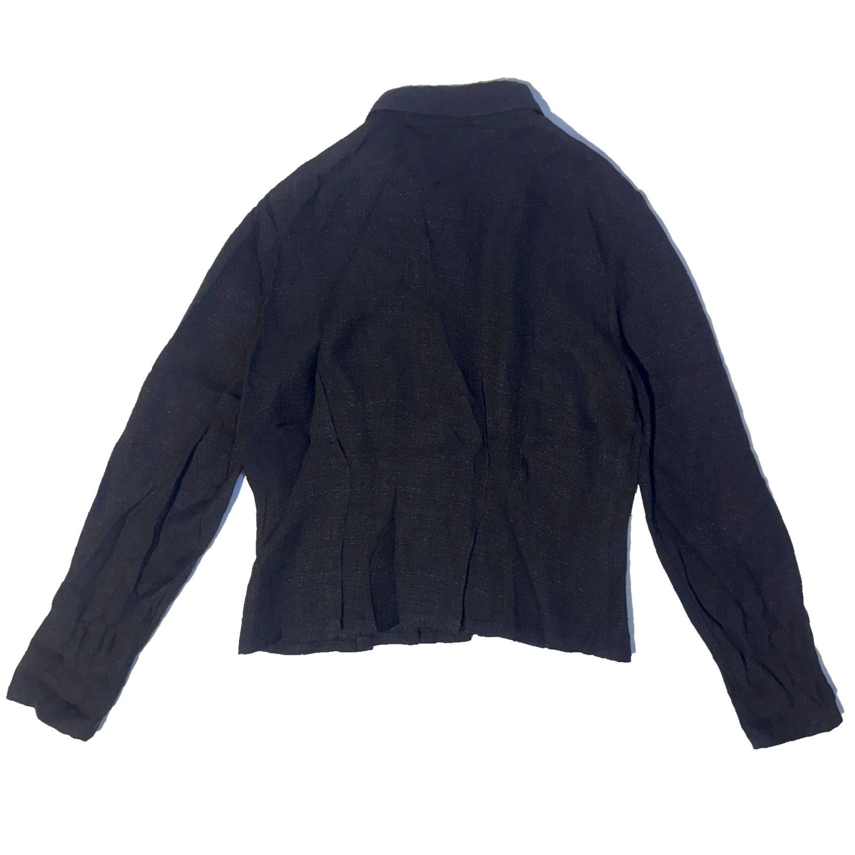 Vintage FL Malik Button-Up Shirt Black Long Sleeve Knit Cotton M Womens Casual Shirt - Pleated Embroidered Button-Up Size M / US 6-8 / IT 42-44 - 7 Thumbnail