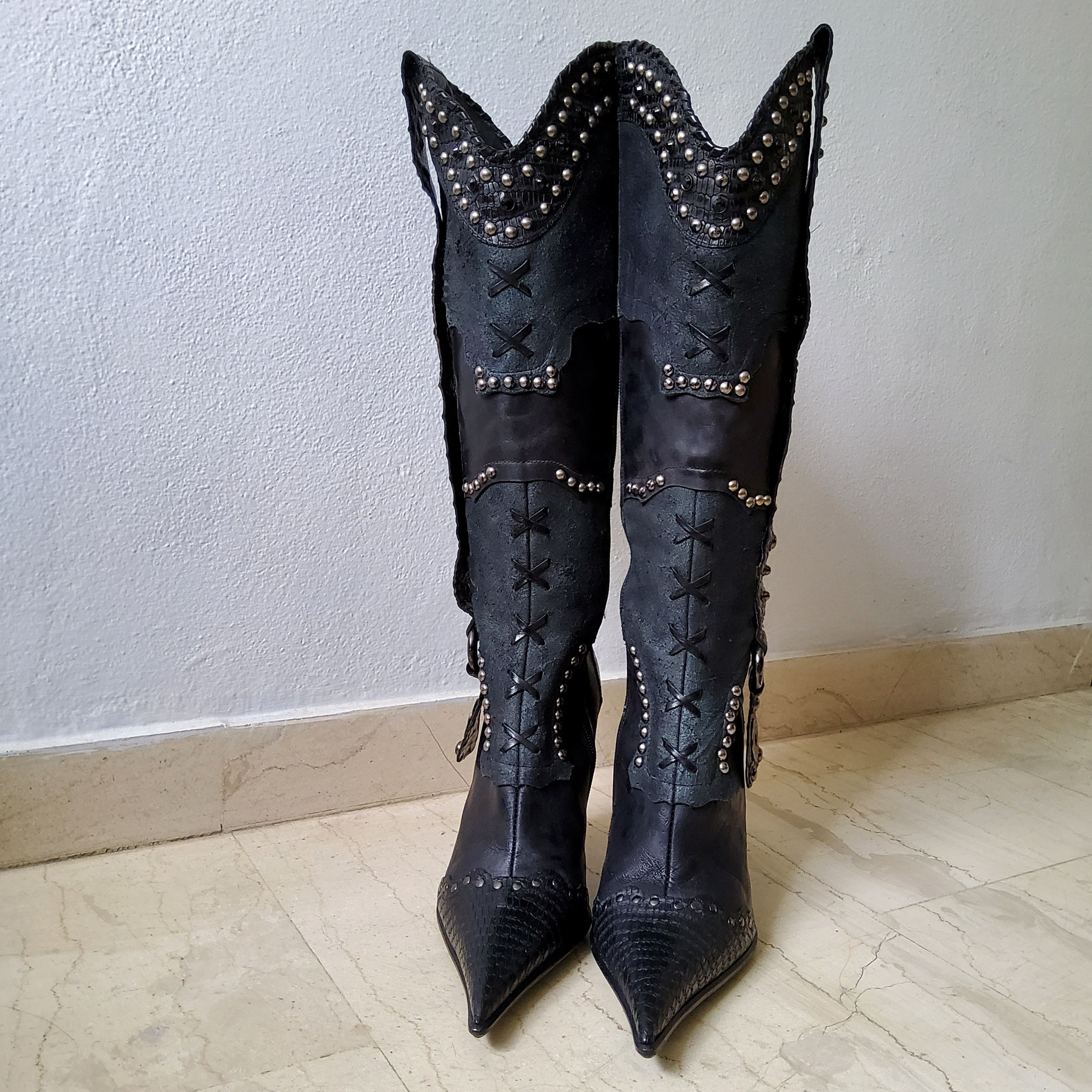 Other El Dantes vintage y2k deadstock studded leather boots Size US 8 / IT 38 - 1 Thumbnail