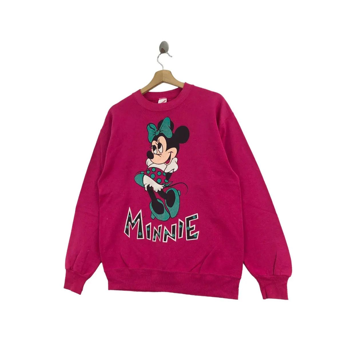 Disney Vintage 90’ DISNEY MINNIE MOUSE Shy Cartoon Sweatshirt Size L / US 10 / IT 46 - 4 Thumbnail