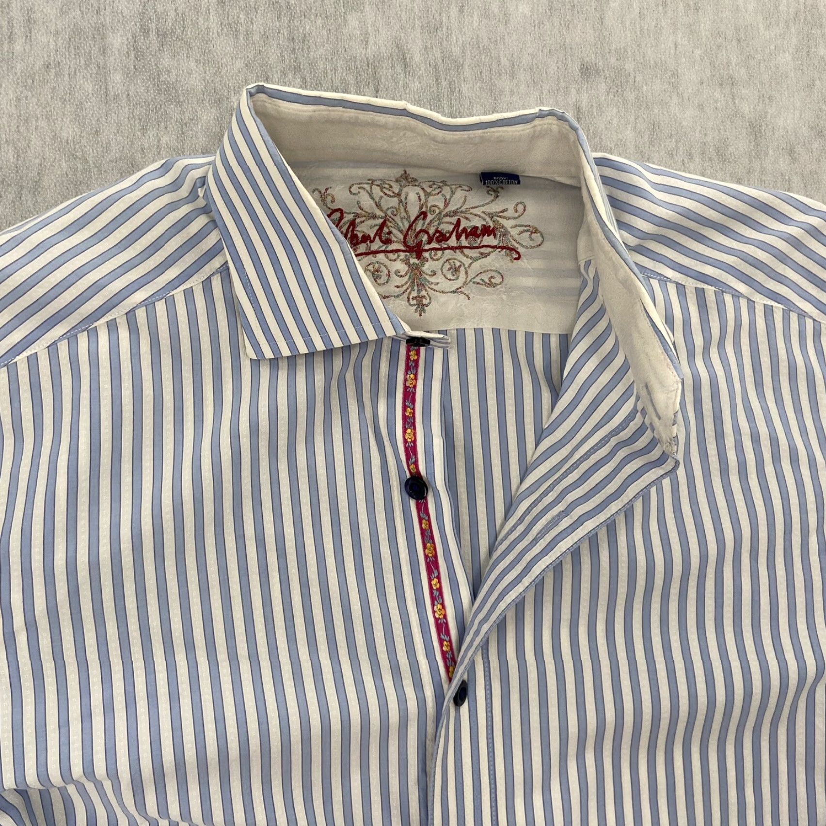 Robert Graham VINTAGE Robert Graham Shirt Men Adult Medium Blue White Striped Button-Up Long Sleeve Casual Size US M / EU 48-50 / 2 - 3 Thumbnail
