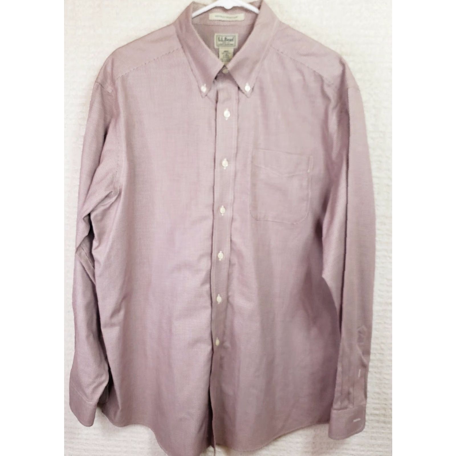 Vintage LL Bean Mens L Red Wrinkle Resistant Long Sleeve Button Up Houndstooth Shirt Size US L / EU 52-54 / 3 - 3 Thumbnail