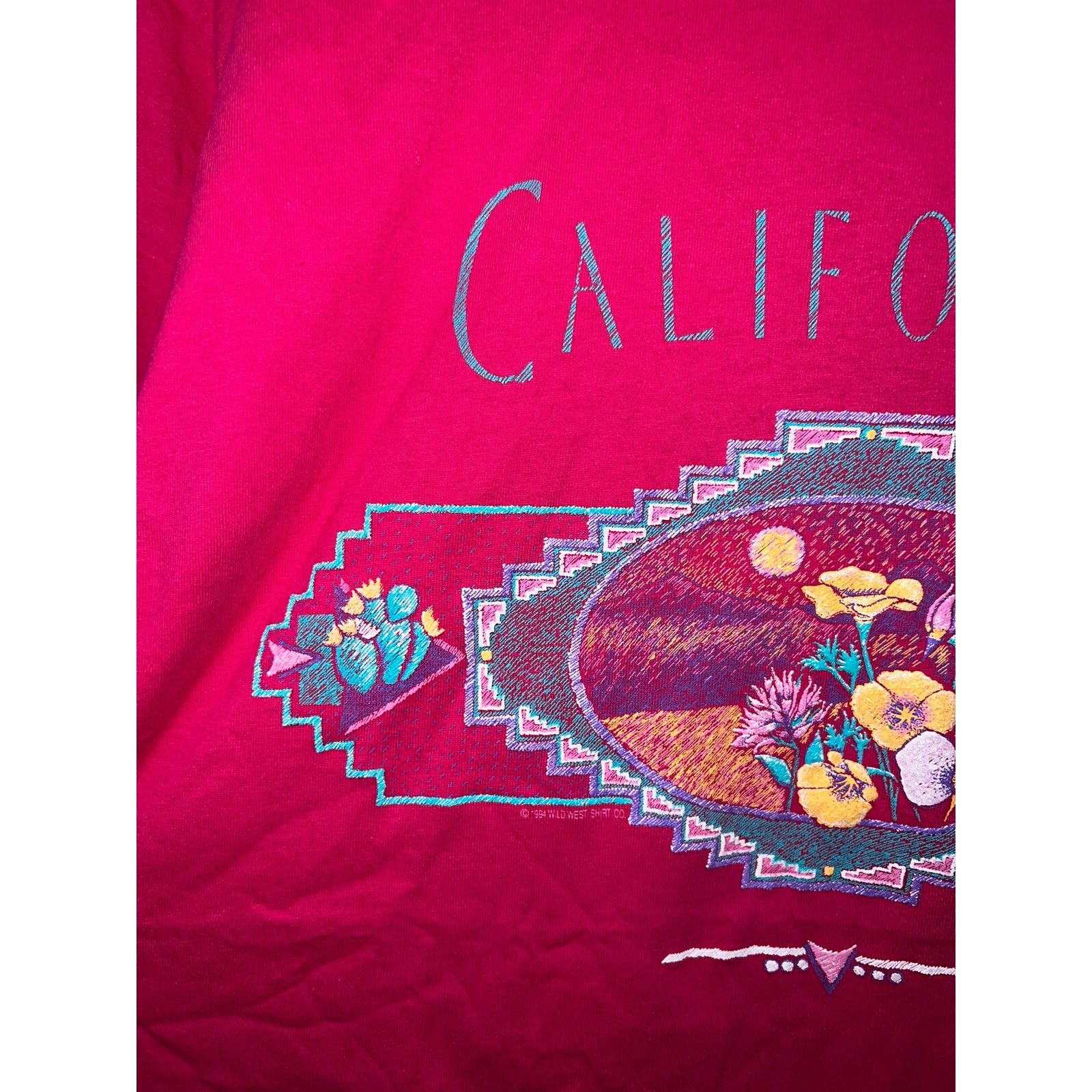 Jerzees Vintage California Shirt Desert Flower Pink Tee VTG 90s L Size US L / EU 52-54 / 3 - 2 Thumbnail