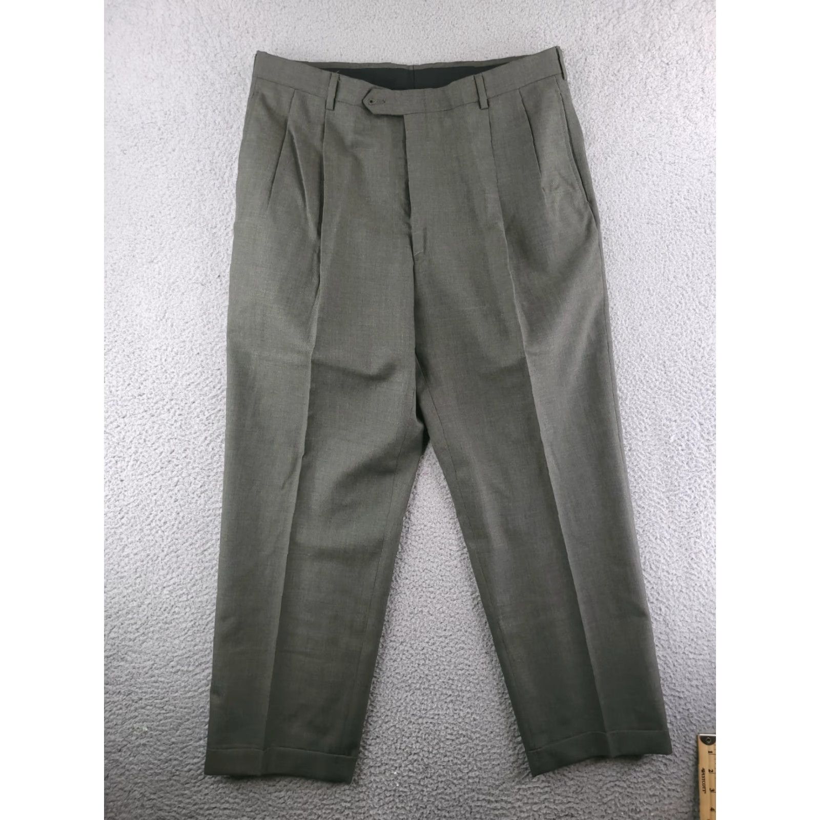 Austin Reed Austin Reed Pants Mens 36x28 Green Wool Made in USA Pleated Cuffed Dress Pants USA Mens 36 Green Wool Size US 36 / EU 52 - 2 Thumbnail