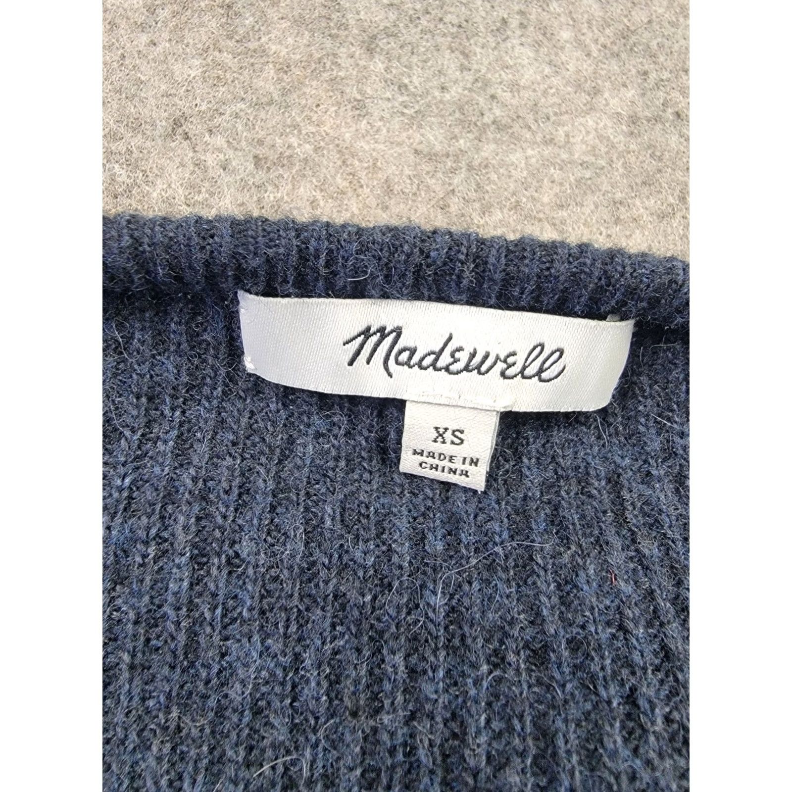 Madewell Madewell Sweater Womens XS Blue Ruffled Tie-Front Pullover Merino Wool Size XS / US 0-2 / IT 36-38 - 2 Thumbnail