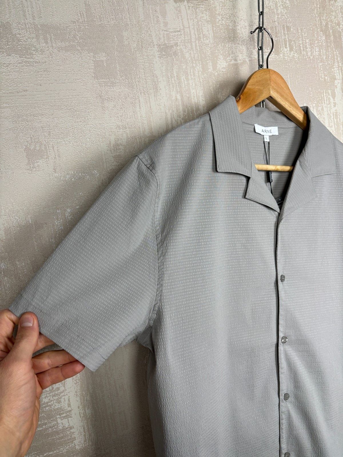 Other UK ARNE Seersucker Collar Short Sleeve Shirt in Stone Size US L / EU 52-54 / 3 - 5 Thumbnail