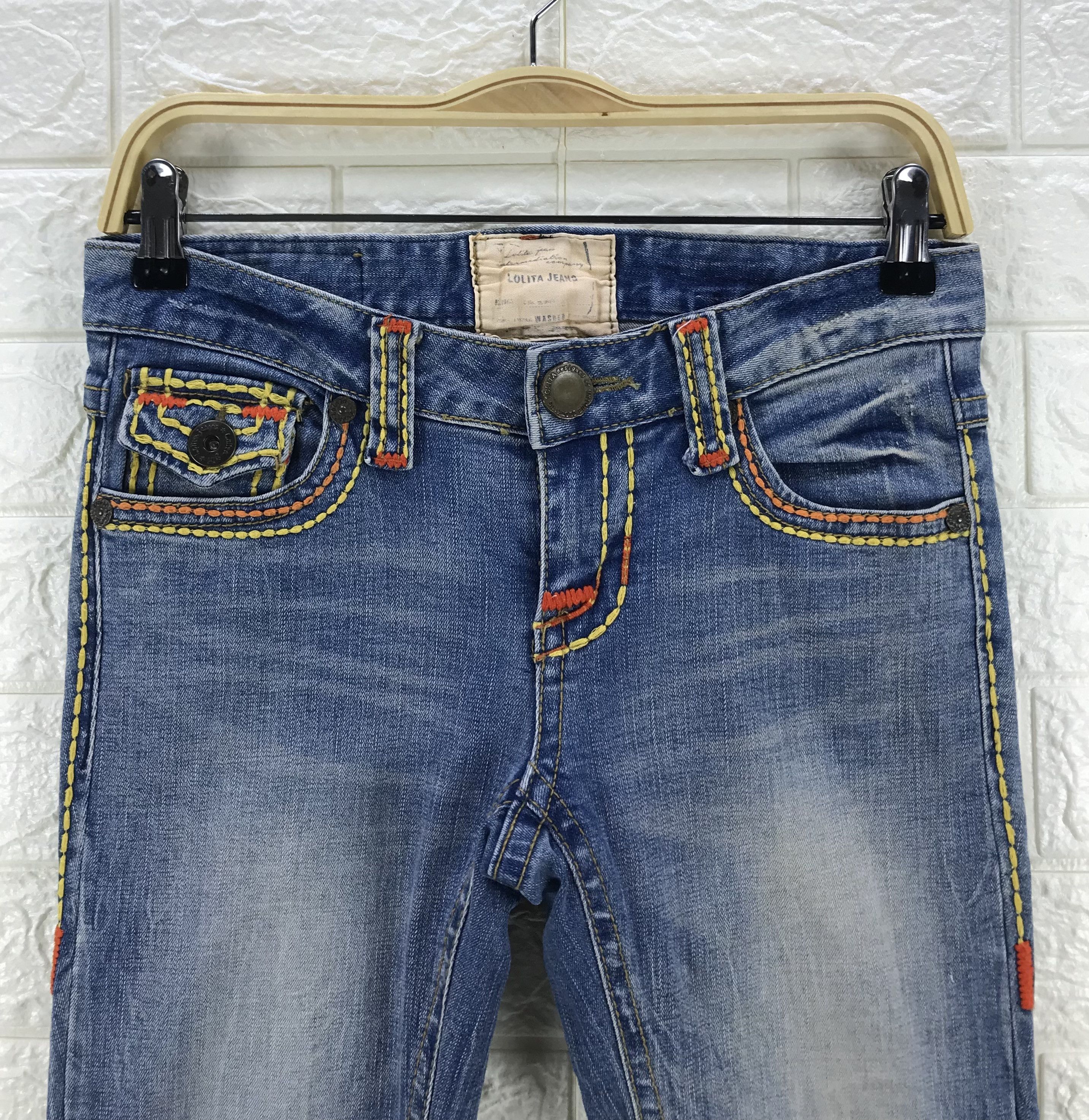 Japanese Brand Vintage Lolita Bell Bottom Washed Flare Jeans Size 28" / US 6 / IT 42 - 2 Thumbnail