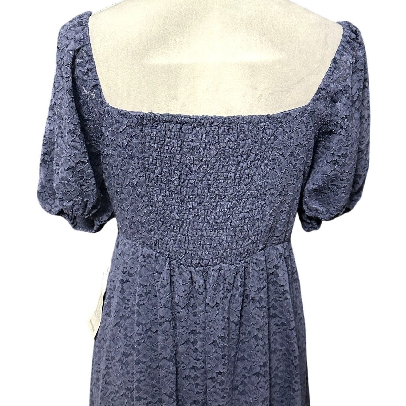 Other NSR Soft Lace Dress Hi-Low Hemline Puff Sleeves Blue M NWT Size M / US 6-8 / IT 42-44 - 5 Thumbnail