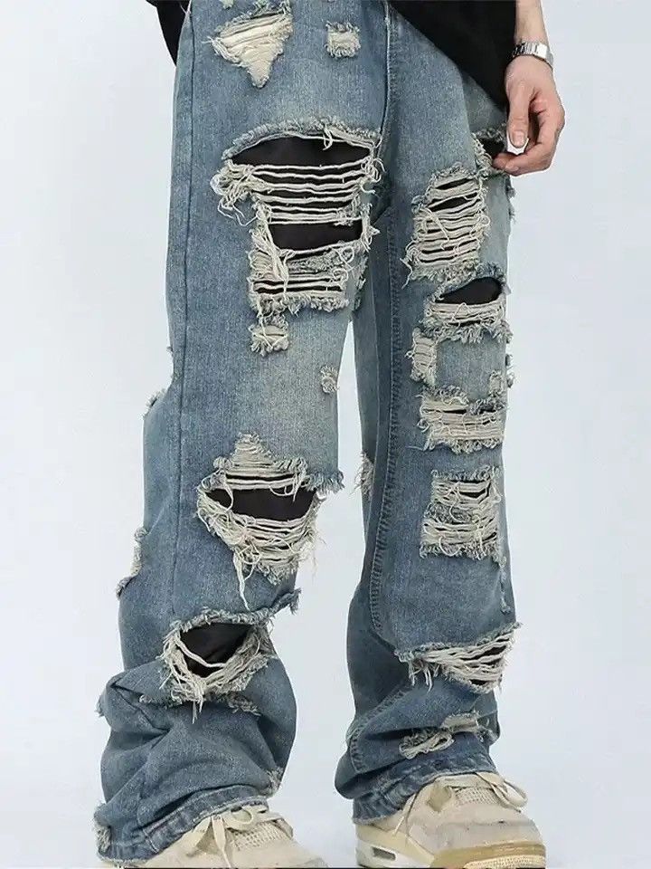 Japanese Brand × Vintage Straight Hole Beggar Zipper Long Pants Men Size US 28 / EU 44 - 8 Thumbnail