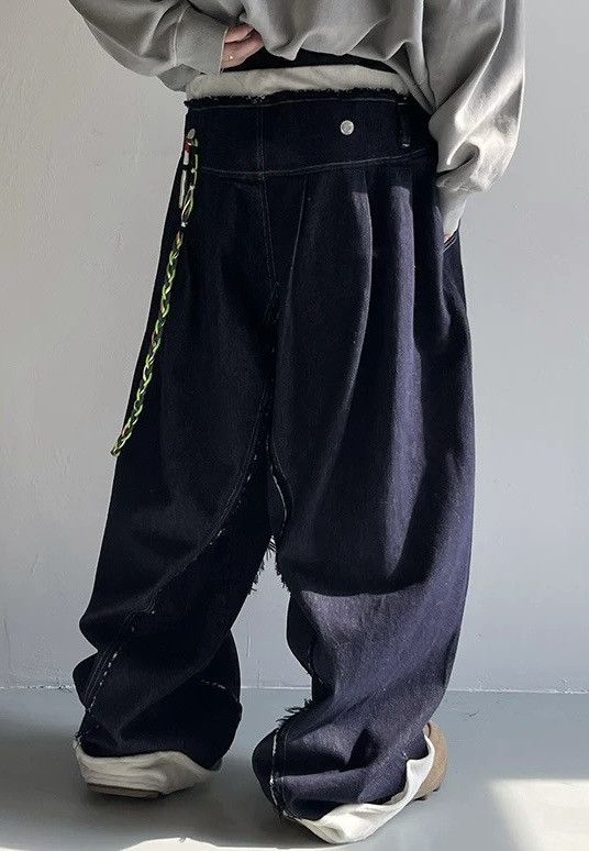 Japanese Brand × Vintage Outdoor cleanfit folded hem distressed pleated baggy jeans Size US 32 / EU 48 - 5 Thumbnail