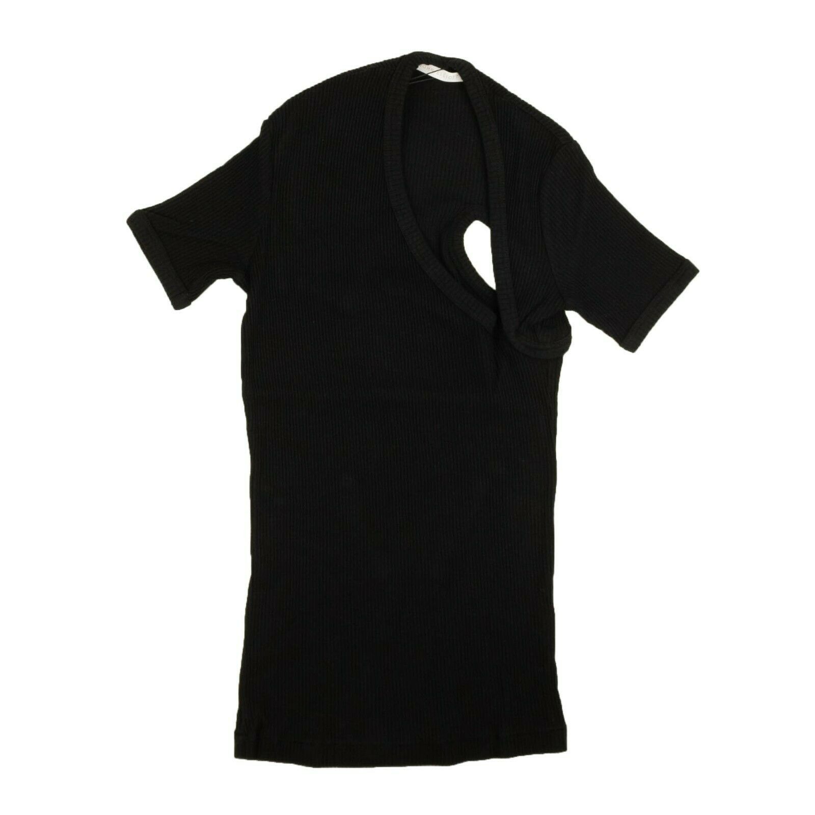 image of John Elliott Black Cotton Asymmetrical Short Sleeve T-Shirt Size 0, Women's