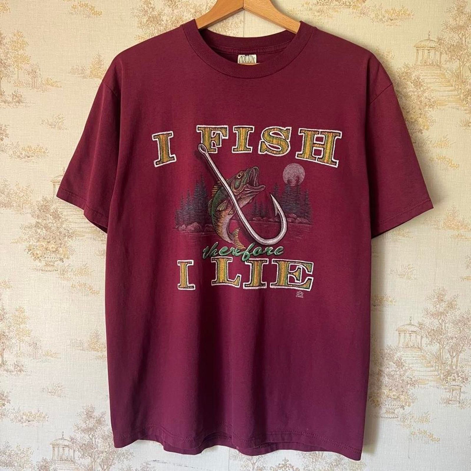 Vintage 90s Fishing Humor Tee | "I Fish Therefore I Lie" | Size L Size US L / EU 52-54 / 3 - 2 Thumbnail