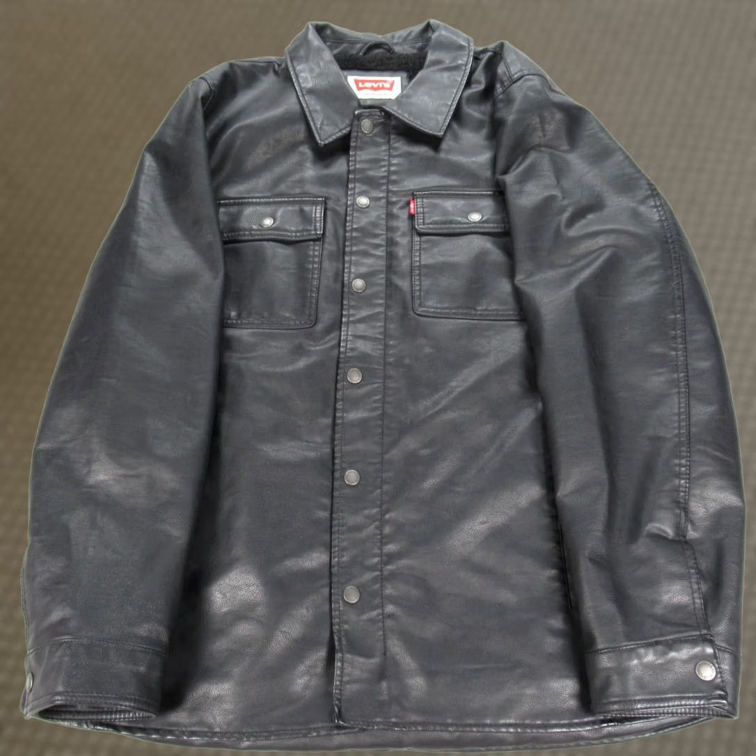Levi's Levi's Jacket Men L Black Faux Leather Snap Zip Sherpa Lined Motorcycle Winter Casual 90s? No Vintage: No Size US L / EU 52-54 / 3 - 1 Thumbnail