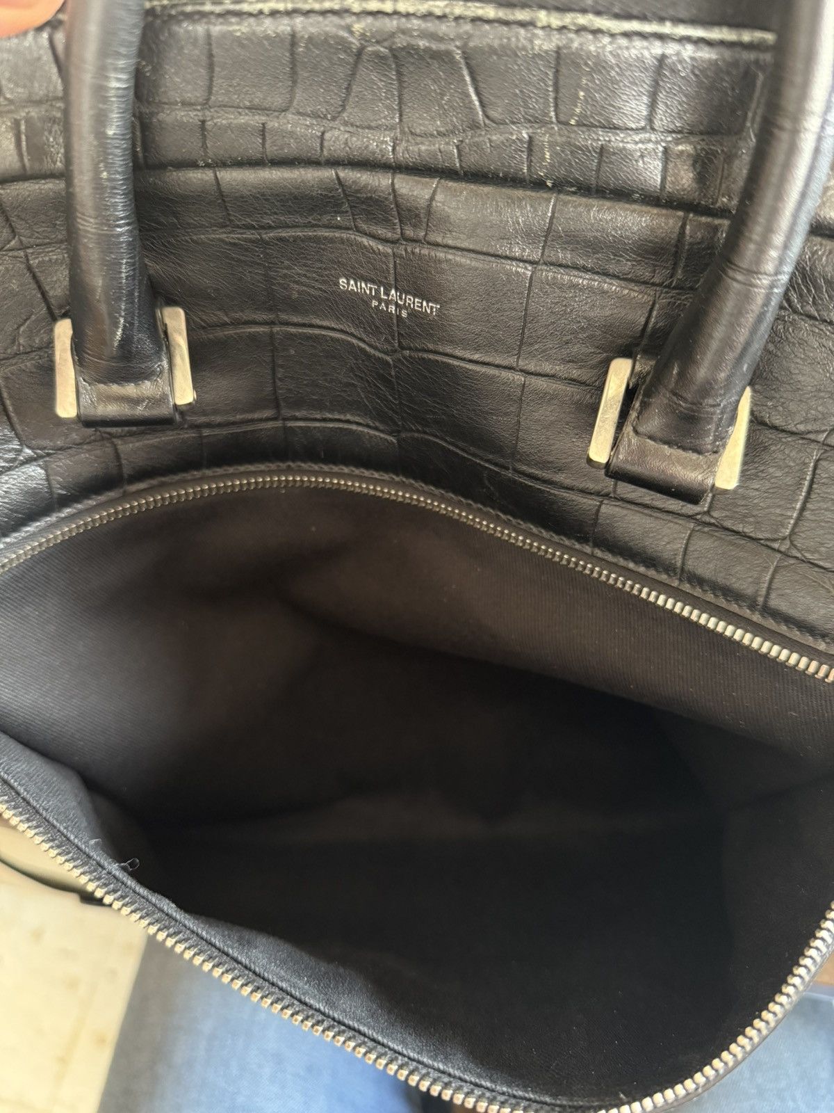 Saint Laurent Paris SLP Crocodile Embossed Sac Du Jour Large Briefcase Size ONE SIZE - 16 Thumbnail
