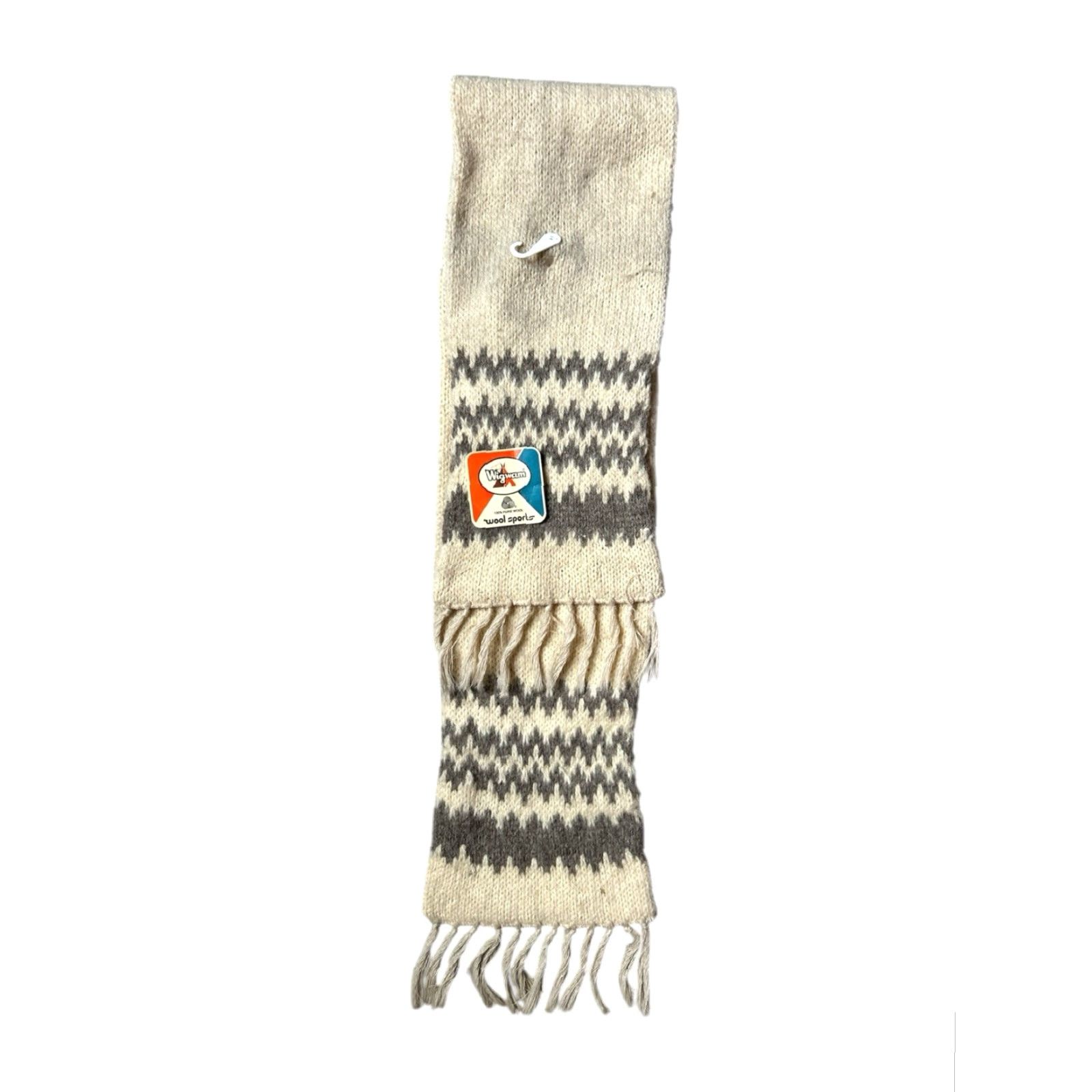 Vintage VINTAGE Wigwam Scarf Wool Winter White 80s Deadstock NWT Made in USA Mens One Size Fringe Size ONE SIZE - 5 Thumbnail
