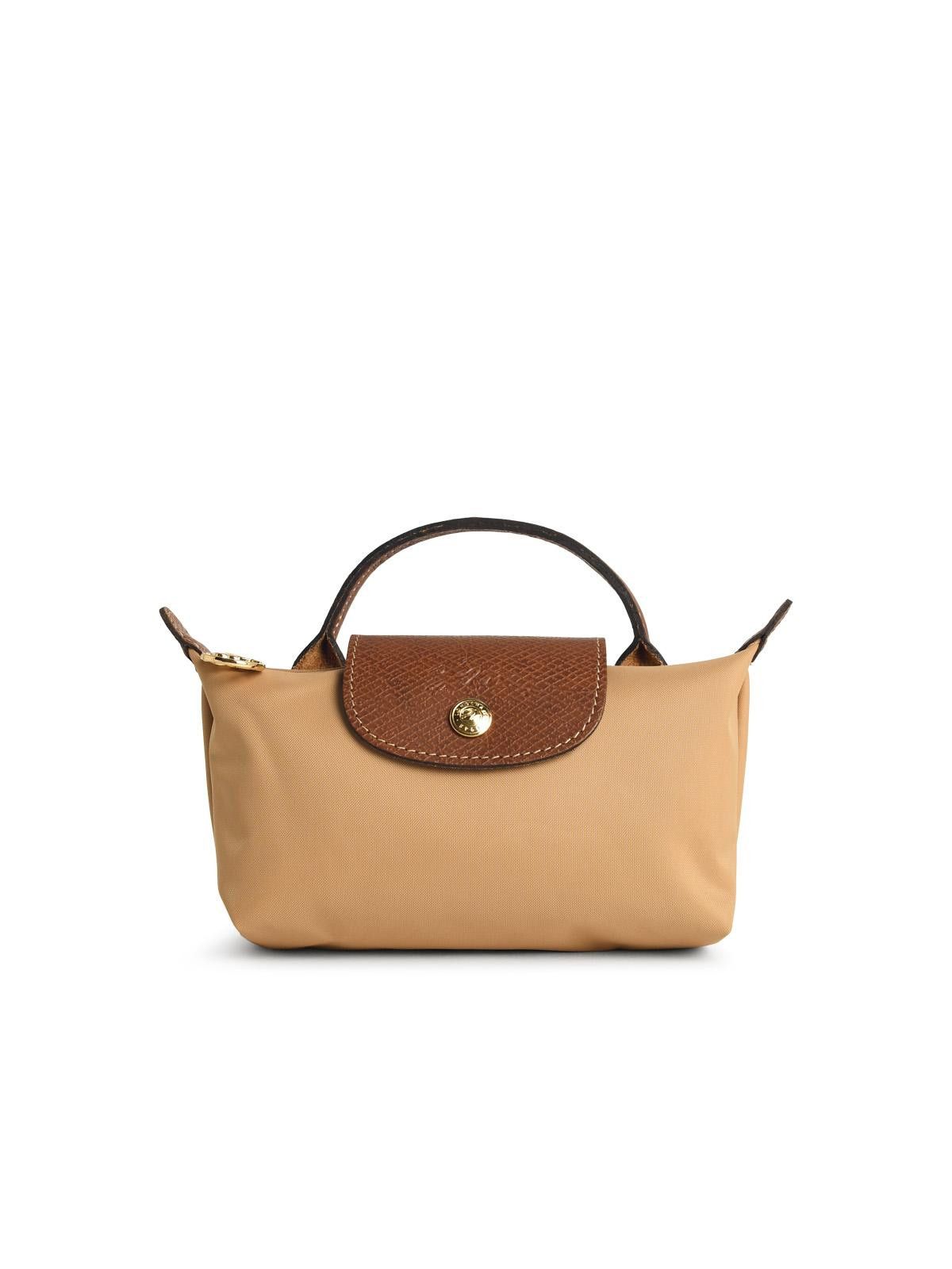 Longchamp Clutch Bag With 'le Pliage Original' Handle In Suede Recycled Tela, Women's