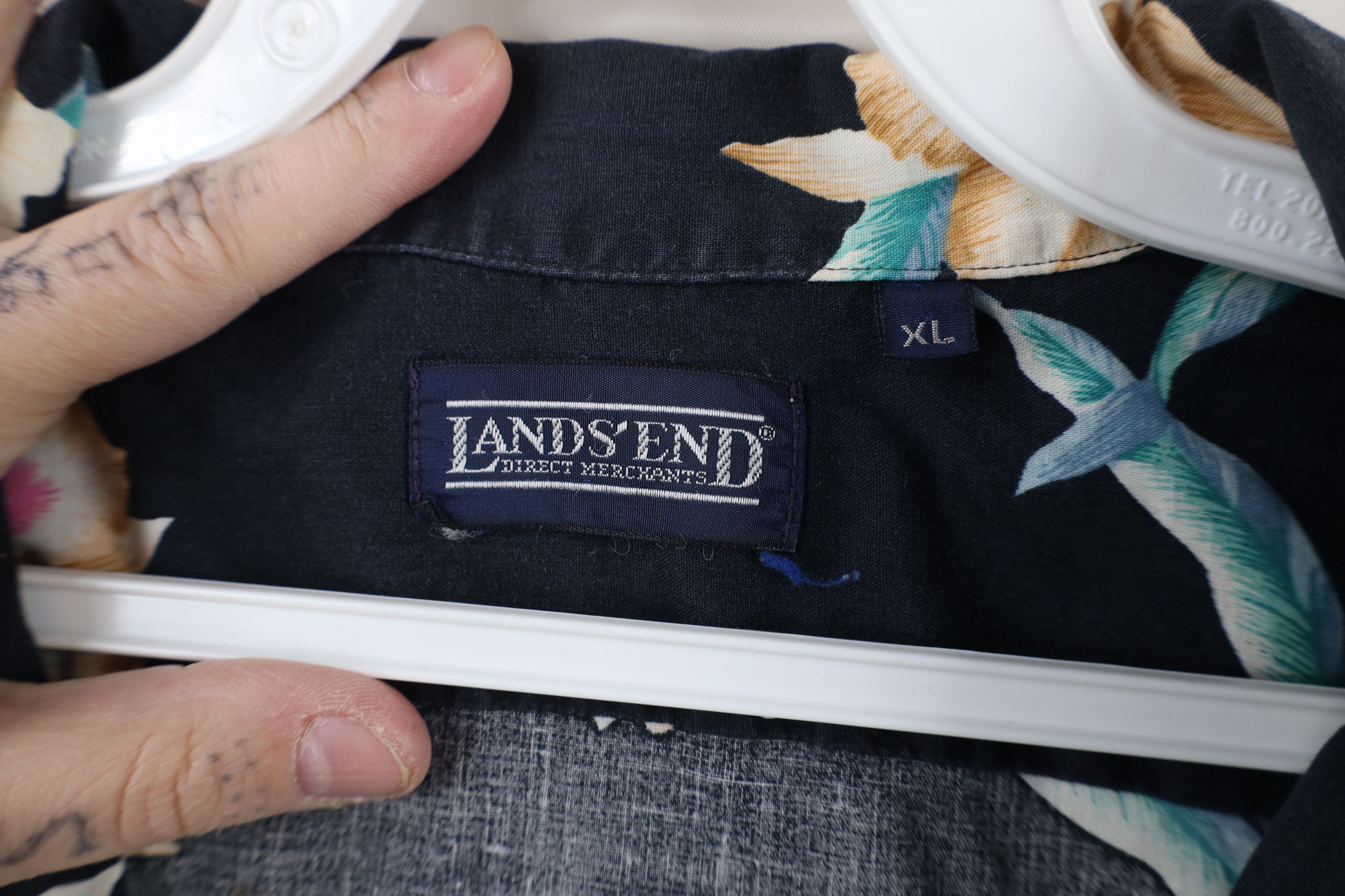 Lands' End × Vintage Vintage 90s Lands End Flower Camp Collar Button Shirt USA Size US XL / EU 56 / 4 - 8 Thumbnail