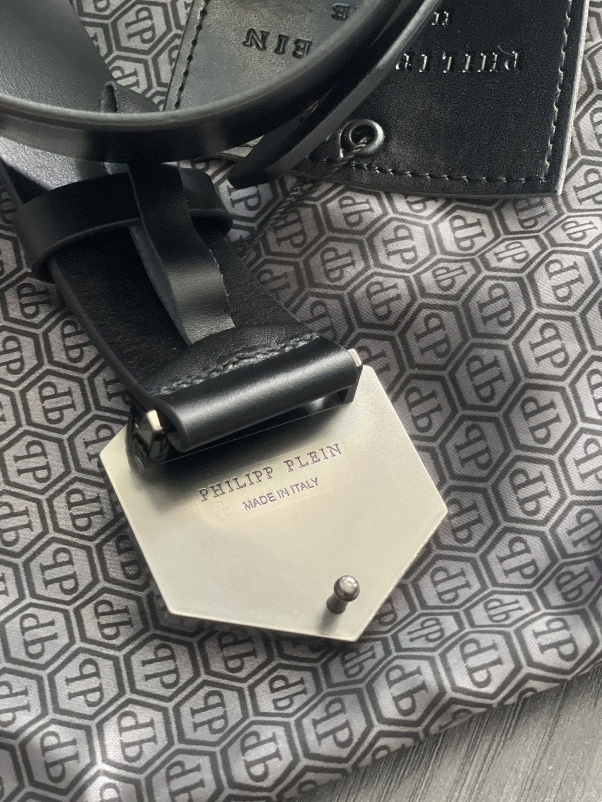 Philipp Plein Philipp Plein Skull Black Leather Hexagon Belt (100cm) Size ONE SIZE - 5 Thumbnail