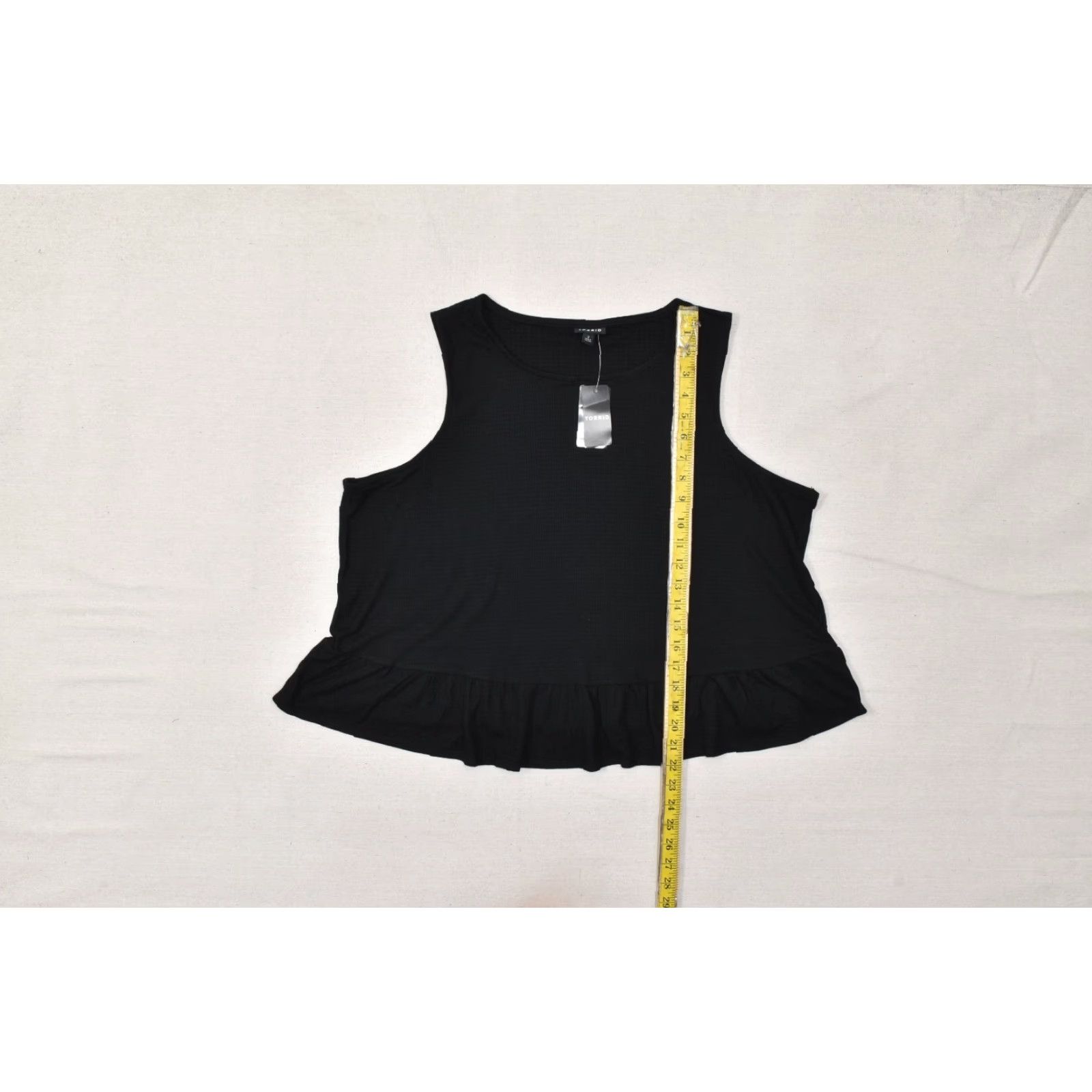 Torrid Torrid Blouse Crop Top Sleeveless High Neck Ruffle 2X Black Texture Knit Plus Size Womens Size XXL / US 16-18 / IT 52-54 - 3 Thumbnail
