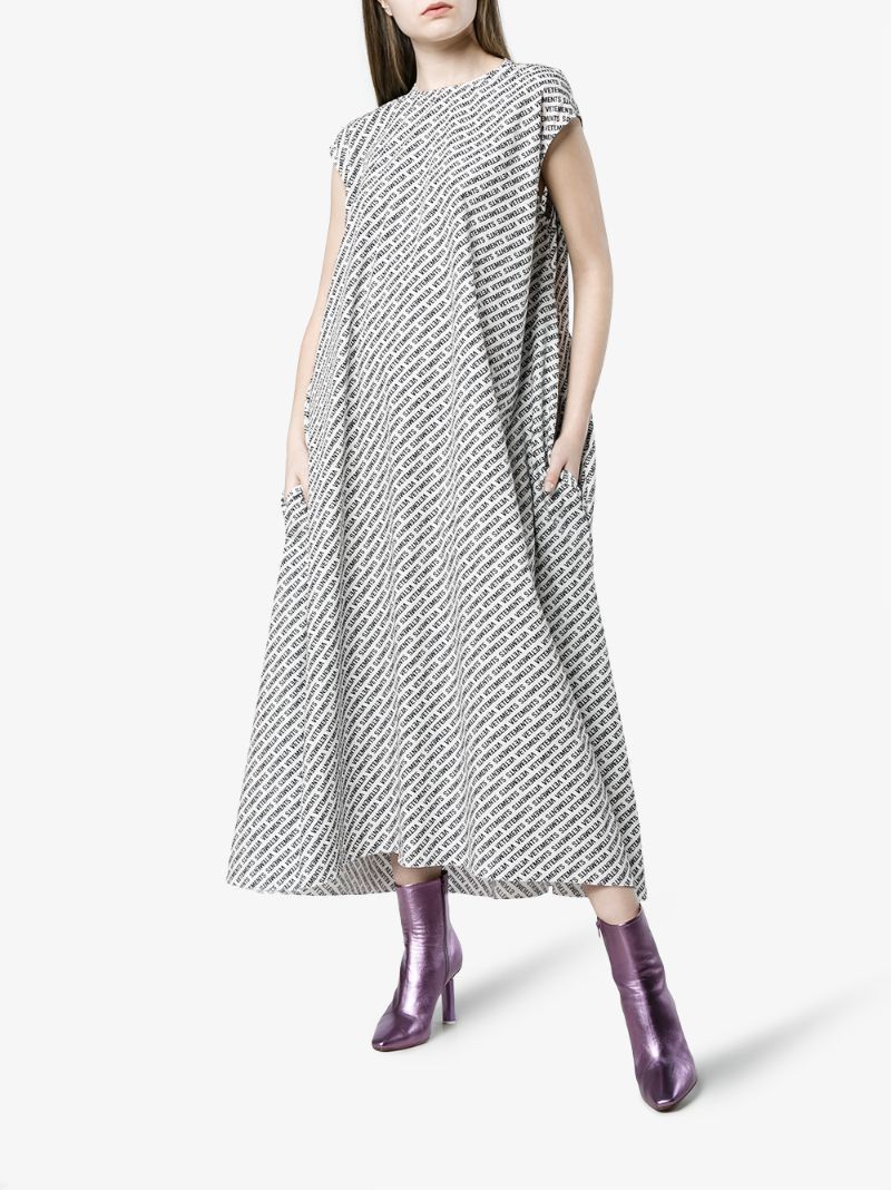 Vetements White All Over Monogram Logo Maxi Dress Size M / US 6-8 / IT 42-44 - 2 Thumbnail