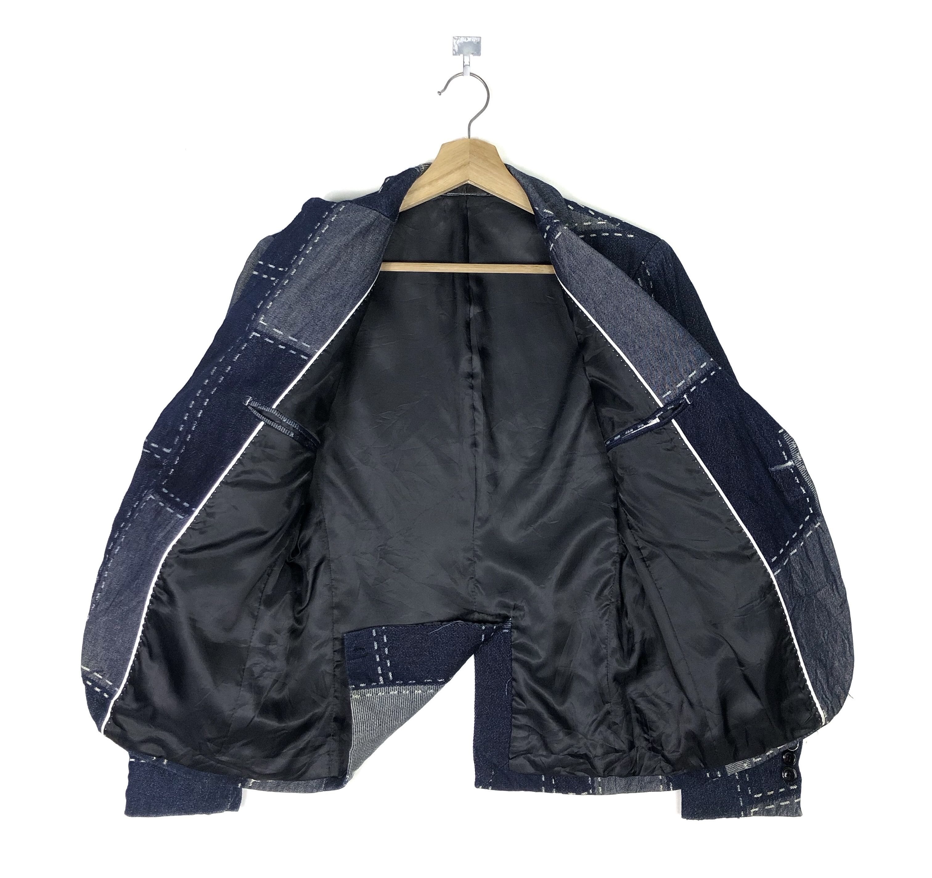 Designer × Indigo × Japanese Brand 5-POCKETS UNISEX COTTON DENIM PATCHWORK PRINT BLAZER COAT Size US XS / EU 42 / 0 - 3 Thumbnail