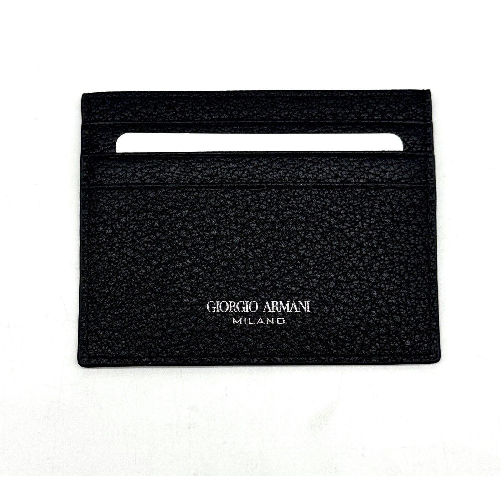 Giorgio Armani Giorgio Armani Leather Card Holder Wallet In Black New Size ONE SIZE - 3 Thumbnail