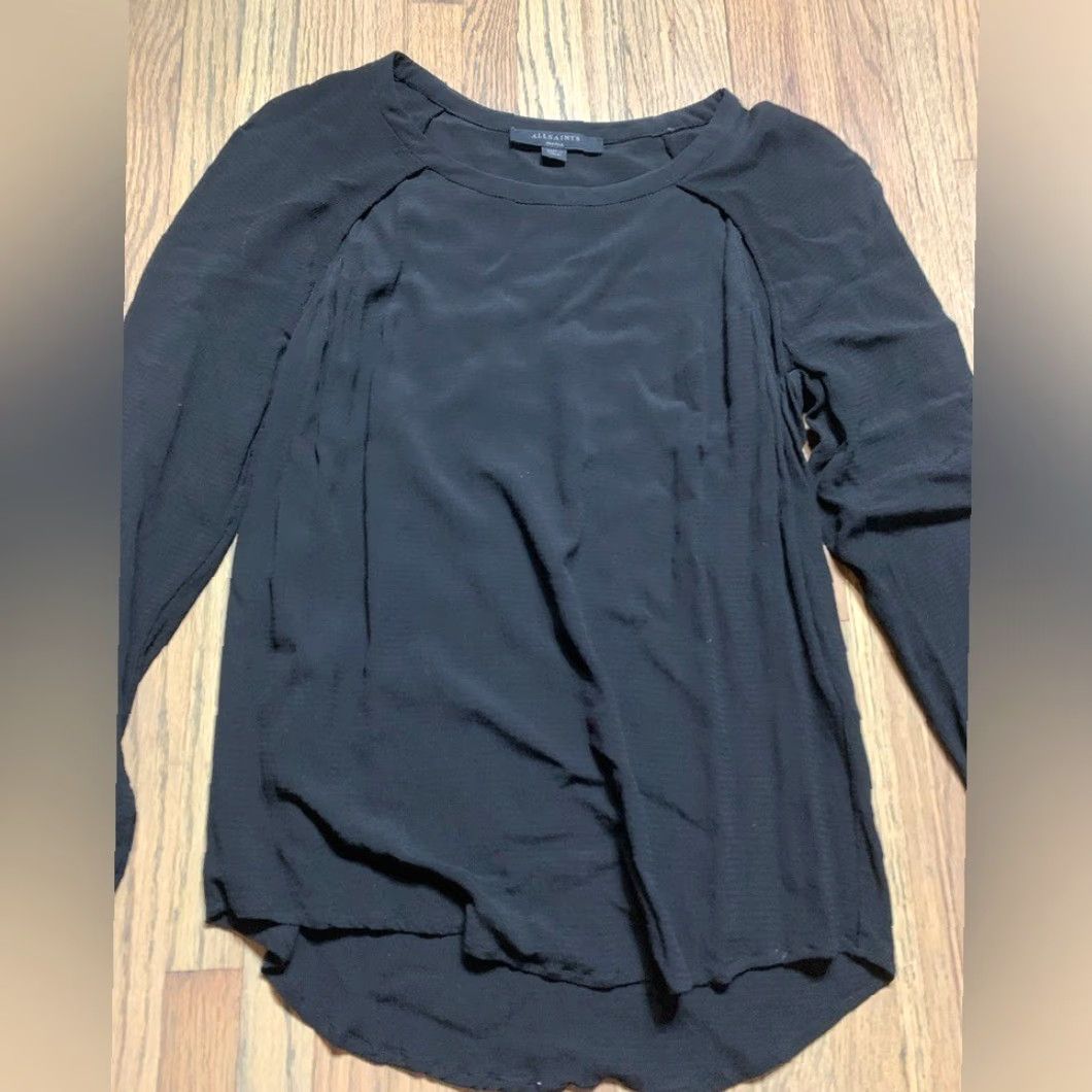 Allsaints All Saints Lucas Vent Long Sleeve Top T-Shirt Women S Black Small Size S / US 4 / IT 40 - 4 Thumbnail