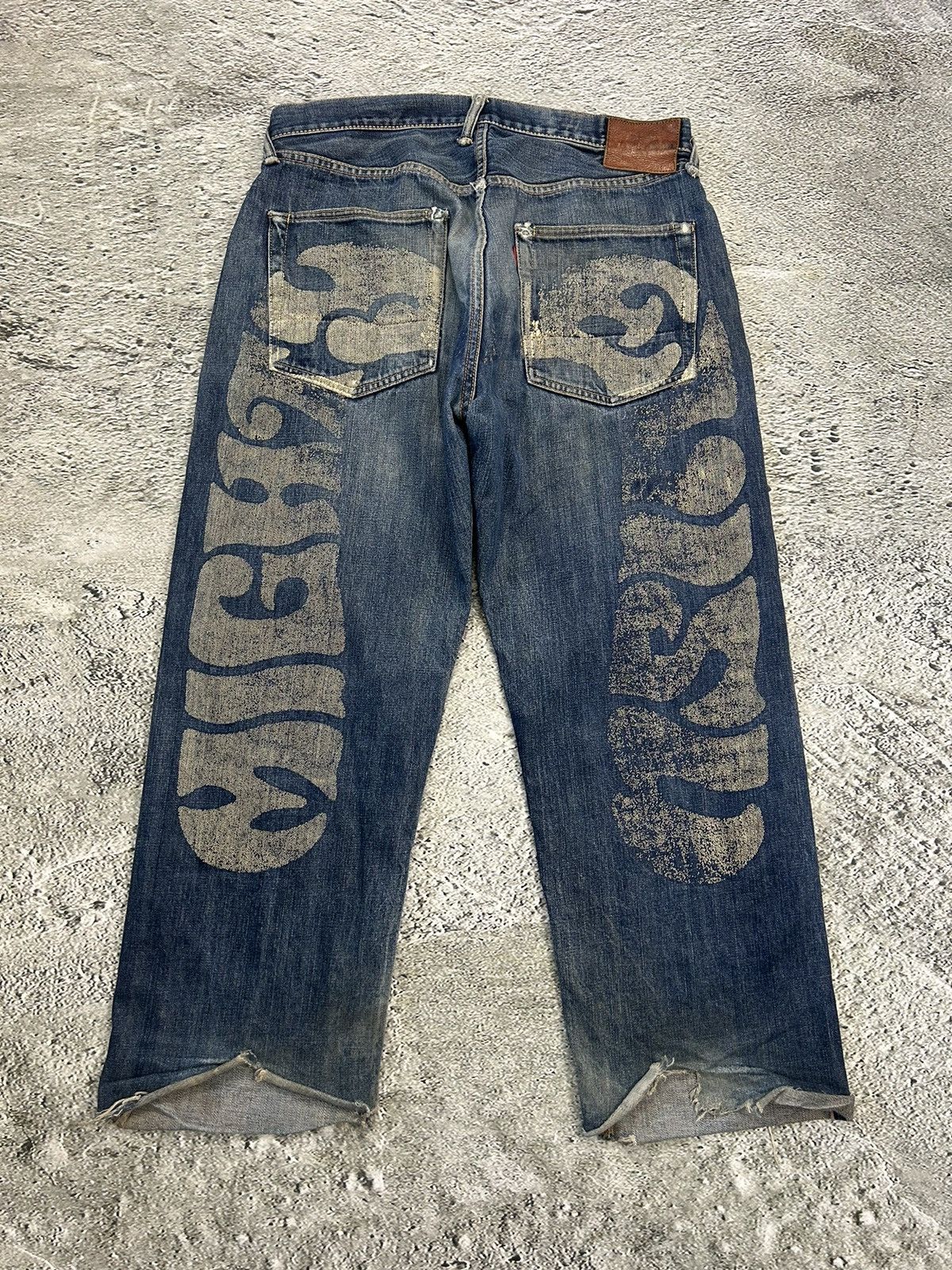 image of Mighty Evisu Vintage Daicock Big Logo Selvedge Jeans in Navy, Men's (Size 34)