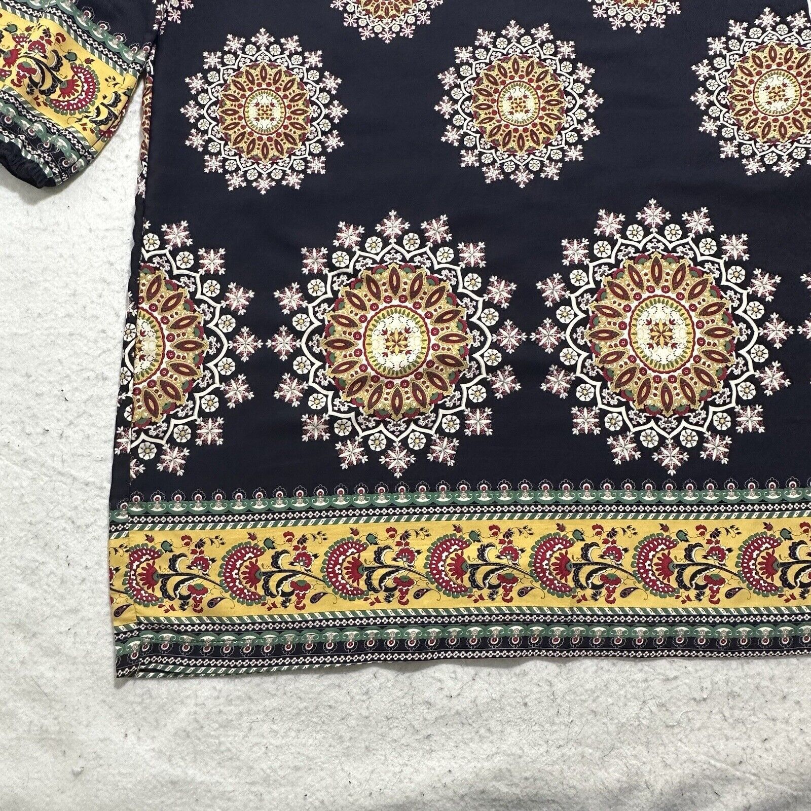 Other OVI Medium Boho Blue Yellow Batik Print Tunic Dress Size M / US 6-8 / IT 42-44 - 14 Thumbnail