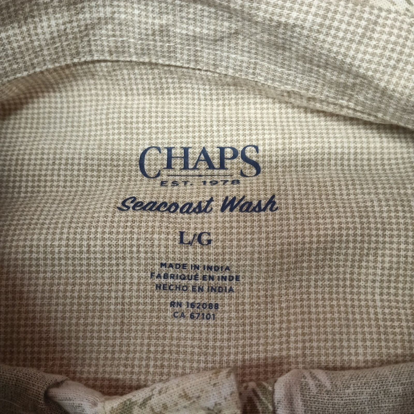 Chaps Chaps Linen Woven Shirt Men's L Light Olive Floral Print Size US L / EU 52-54 / 3 - 3 Thumbnail