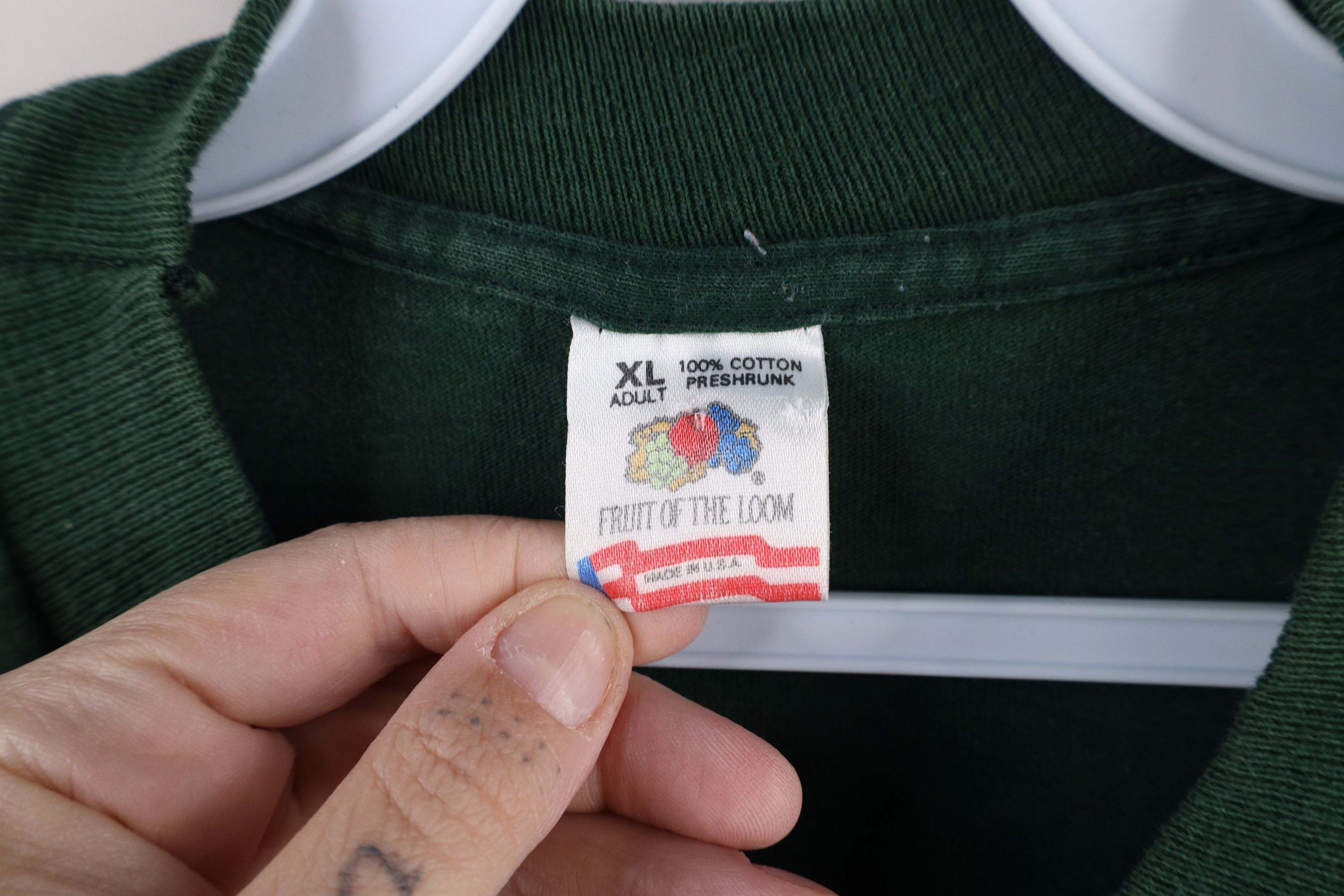 Vintage Vintage 90s Streetwear Long Sleeve T-Shirt Green Cotton USA Size US XL / EU 56 / 4 - 4 Thumbnail