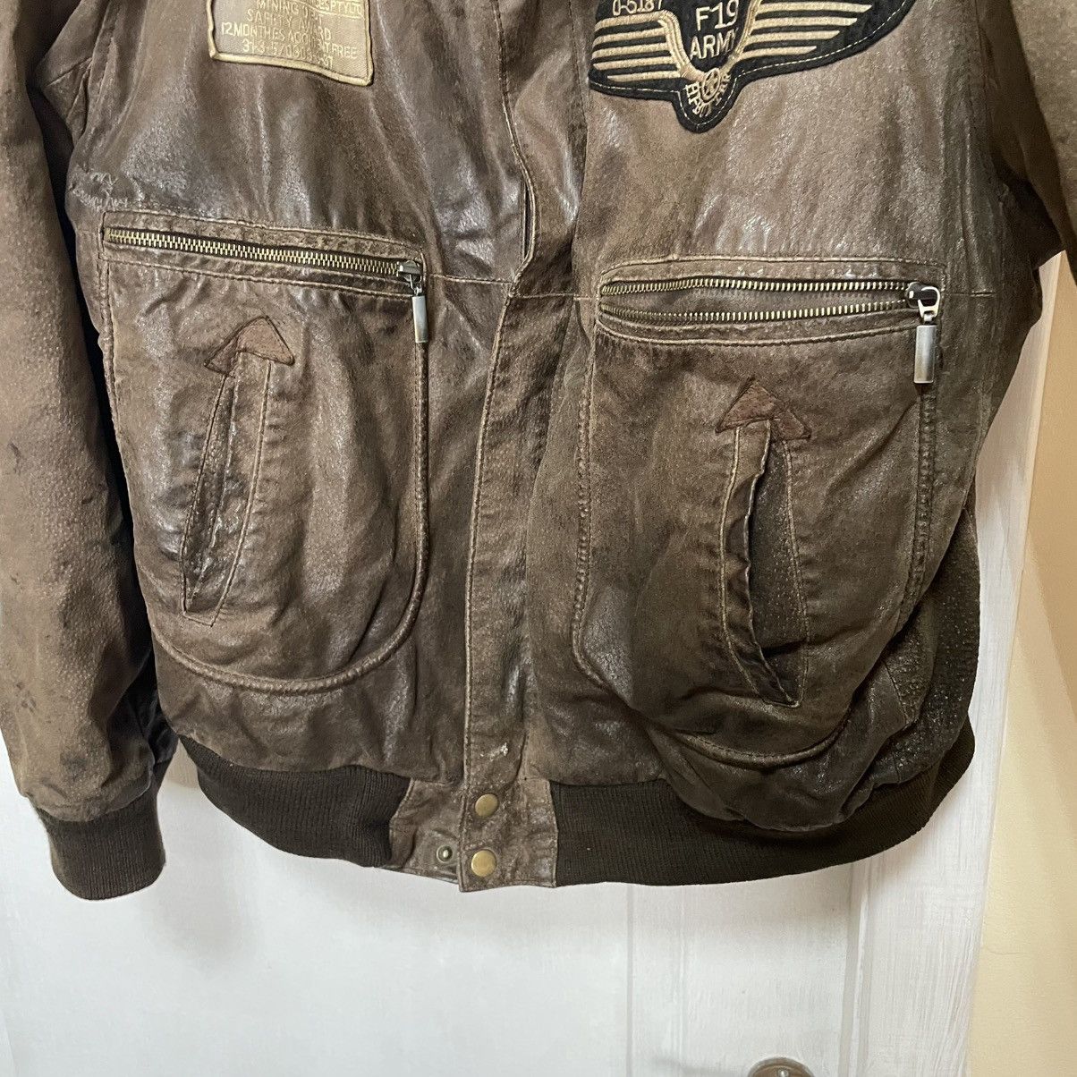 Other Vintage F-19 Usa 90s leather Ma1 Bomber Flight Jacket Size US M / EU 48-50 / 2 - 8 Thumbnail
