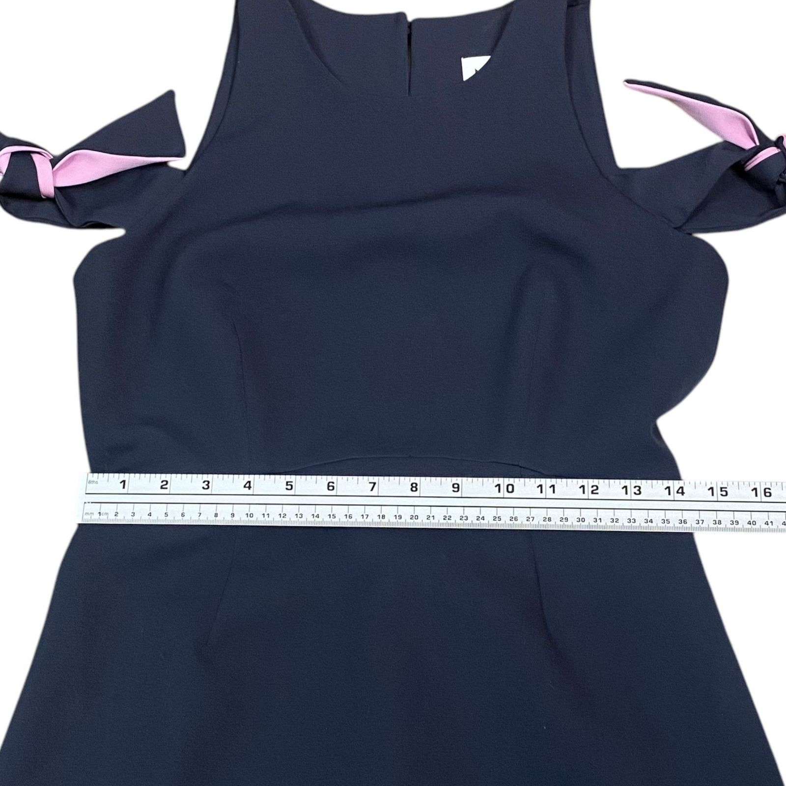MILLY Milly $450 Madison Navy Blue Bow Detail A-line Dress SZ 8 Size M / US 6-8 / IT 42-44 - 10 Thumbnail