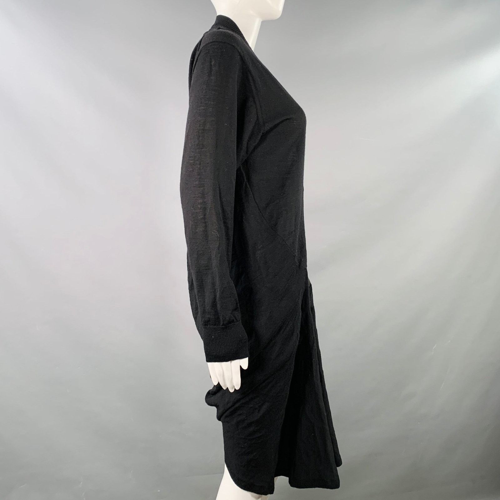 Junya Watanabe JUNYA WATANABE 2011 M Black Wool Long Placket Midi Dress Size M / US 6-8 / IT 42-44 - 3 Thumbnail