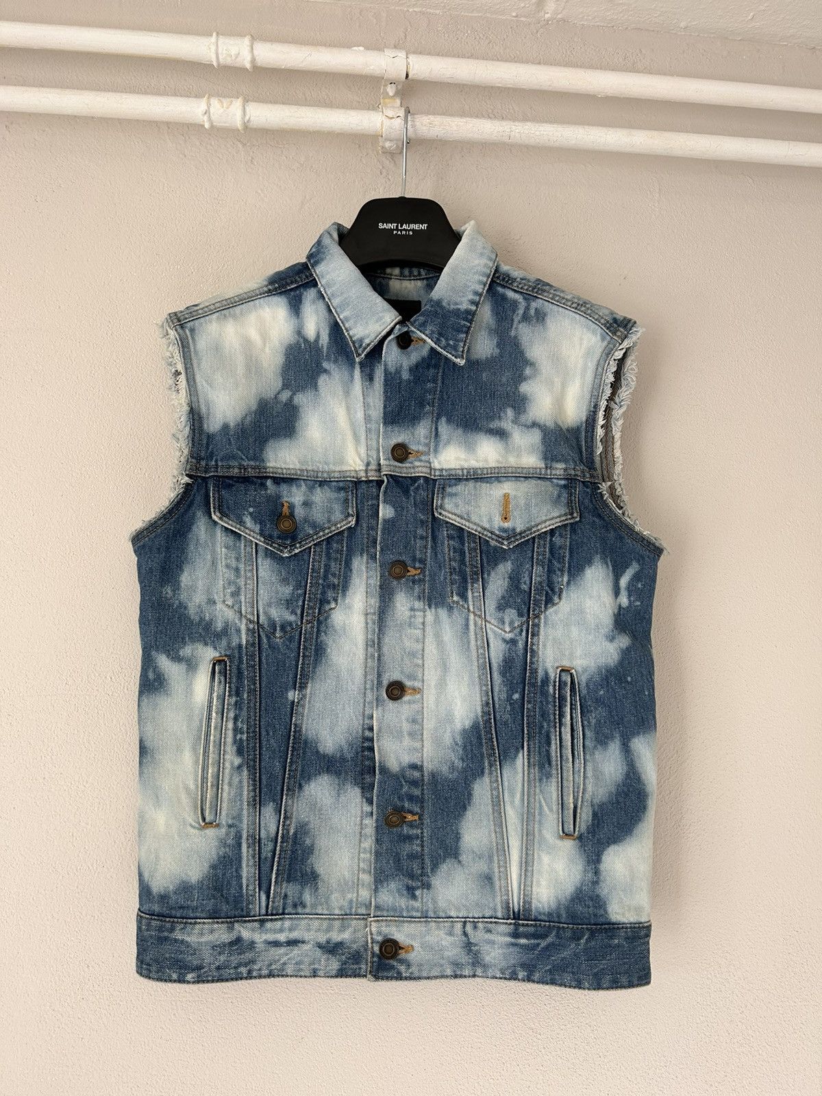 Saint Laurent Paris Bleached Denim Vest Size US M / EU 48-50 / 2 - 1 Thumbnail