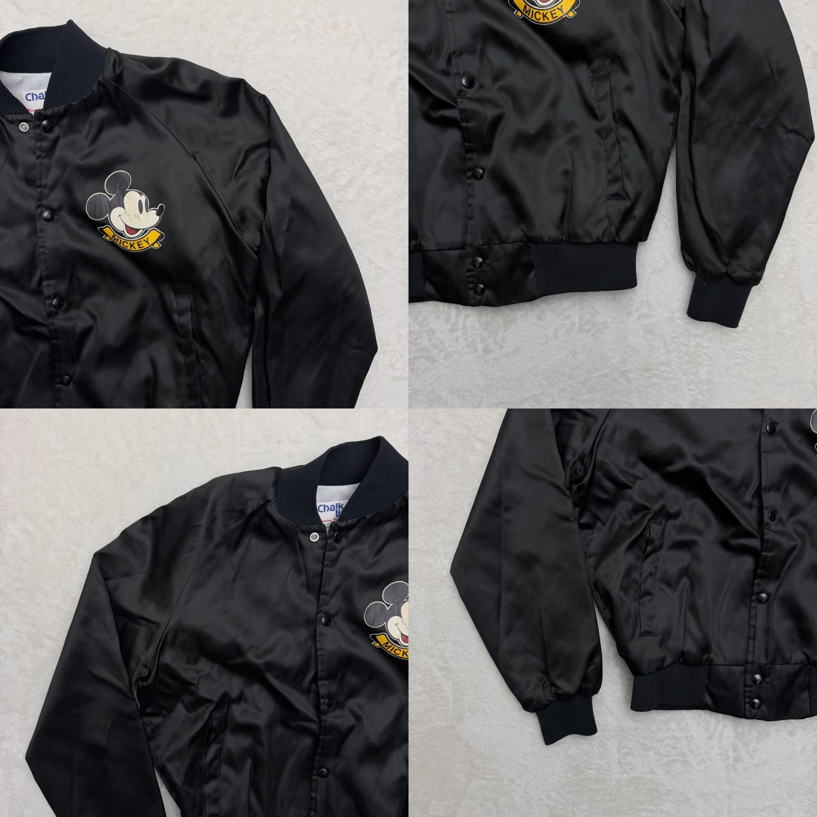 Chalk Line VINTAGE Chalk Line Mickey Mouse Disney Jacket Mens S Black Satin Bomber 80s Size US S / EU 44-46 / 1 - 9 Thumbnail
