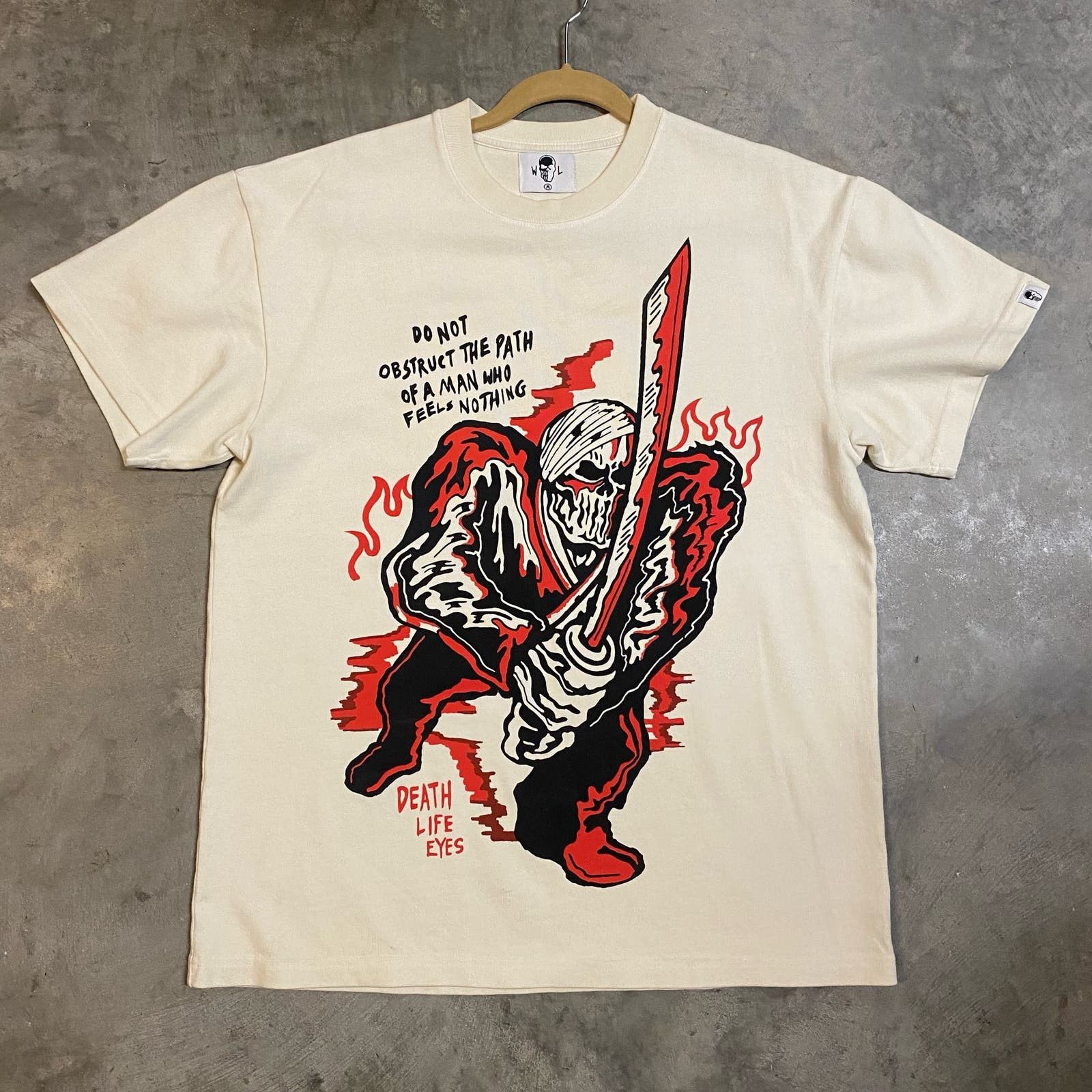 image of Warren Lotas Death Life Eyes T-Shirt in White, Men's (Size Medium)
