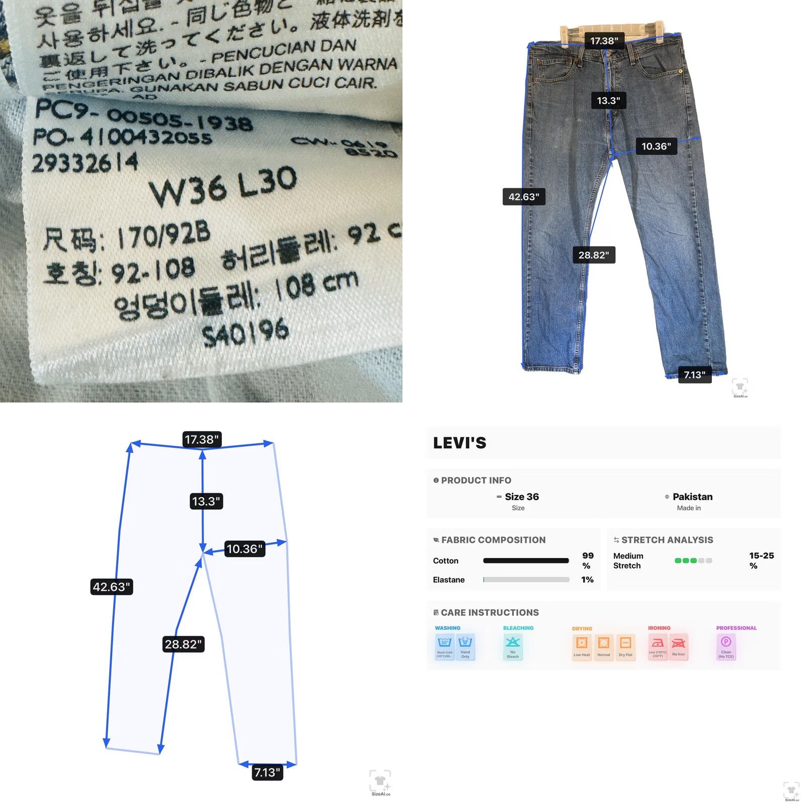 Levi's Levi's 505 Jeans Mens 36 Regular Zip Fly Denim Blue Medium Wash Straight 5-Pocket Size US 36 / EU 52 - 9 Thumbnail