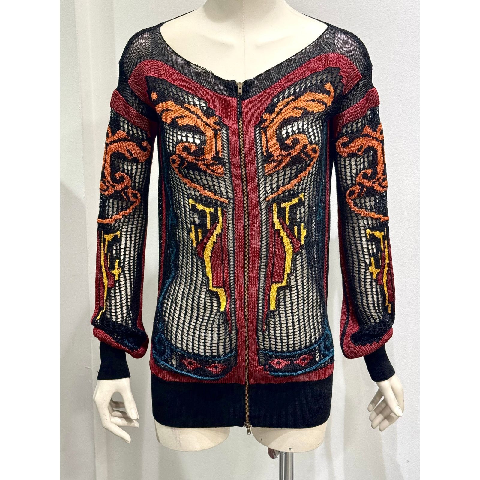 Jean Paul Gaultier A/W2007 Jean Paul Gaultier intarsia crochet knitted cardigan Size M / US 6-8 / IT 42-44 - 1 Thumbnail