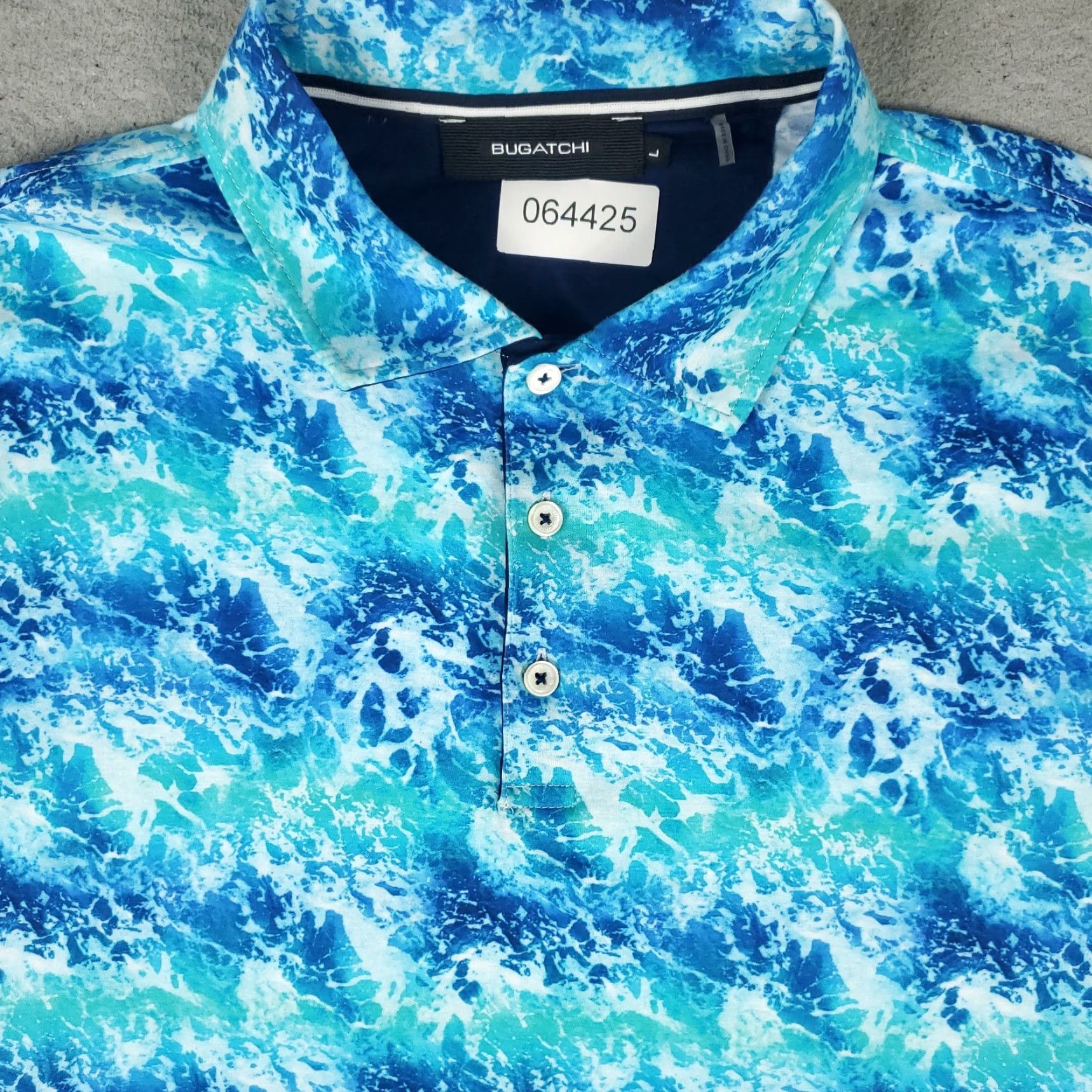 BUGATCHI BUGATCHI Polo Shirt Mens Large Light Blue Graphic Print Casual Short Sleeve Size US L / EU 52-54 / 3 - 2 Thumbnail