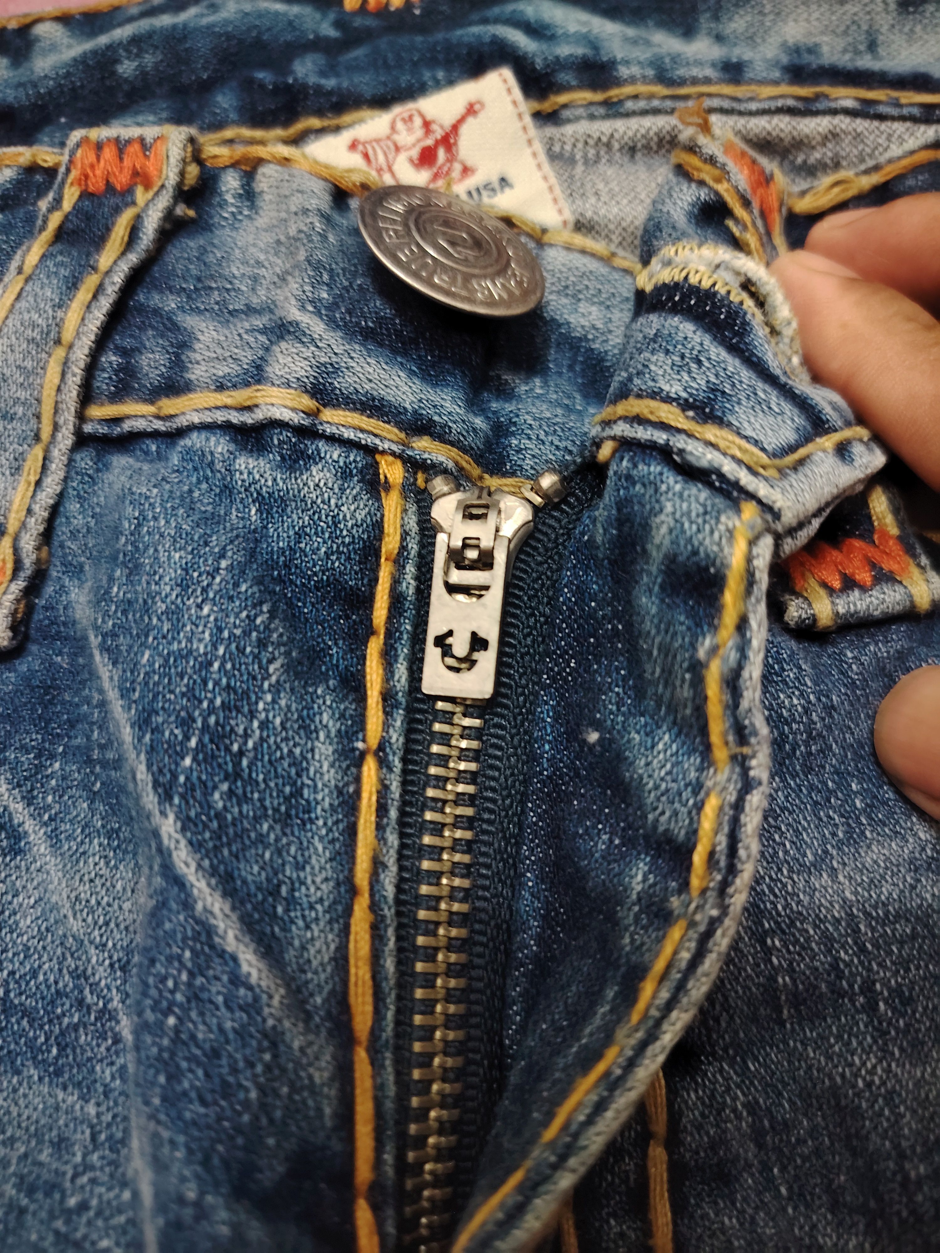 True Religion True Religion Jeans Orange Stitch Joey Super T Denim Flared Size US 31 - 8 Thumbnail